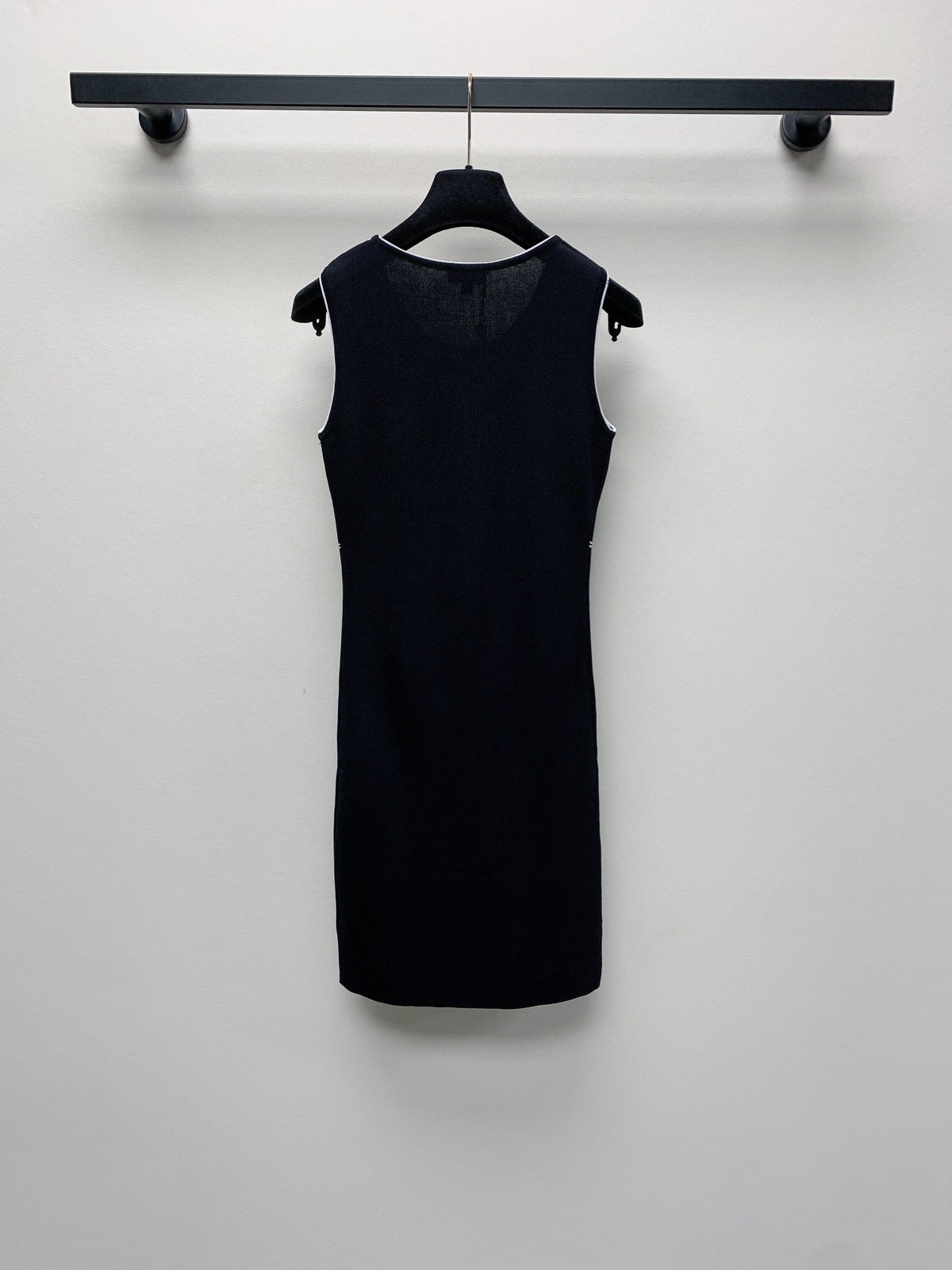 CC 25 Round Neck Knitted Embroidered Logo Vest Dress in Black  277585