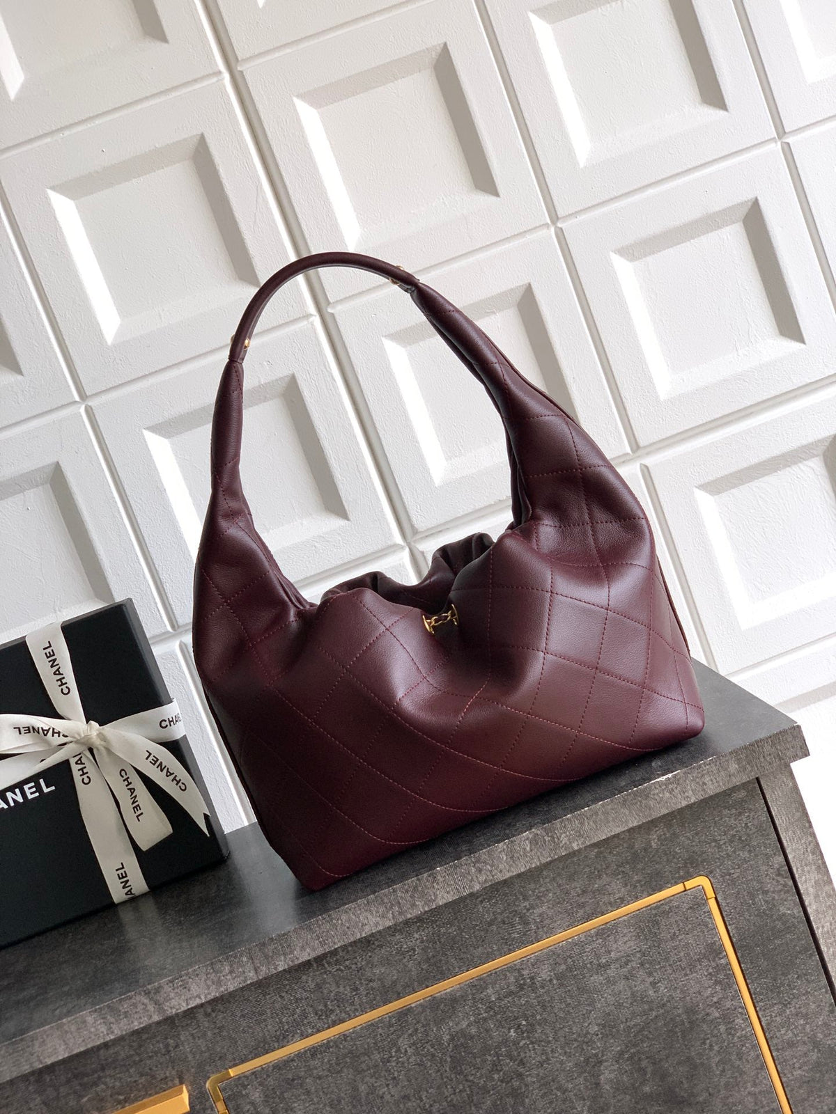 Chanel 26C Hobo Bag Dark Burgundy Cowhide GHW 272336