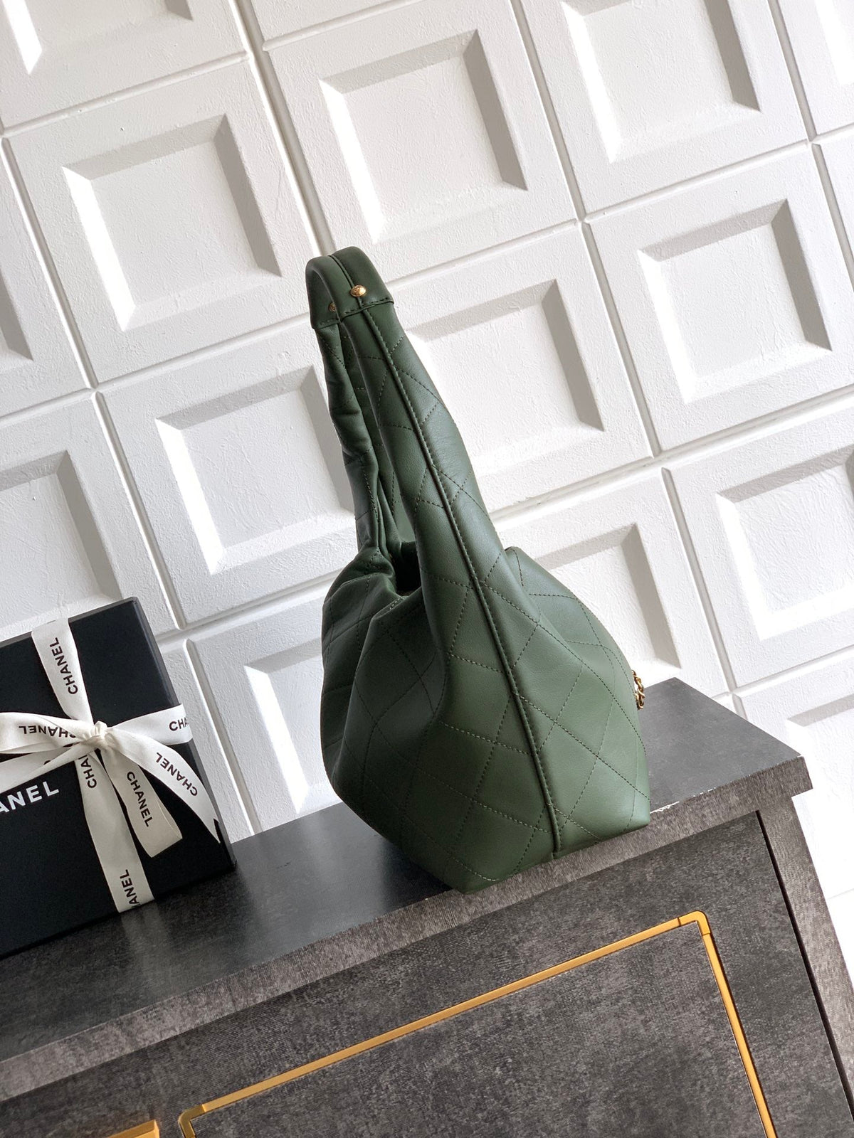 Chanel 26C Hobo Bag Olive Green Cowhide GHW 272338