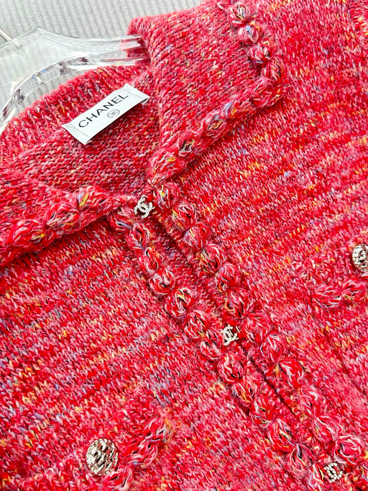 CC 26s Rhinestone Button Short Cardigan Jacket Hoit Pink Wool 426209