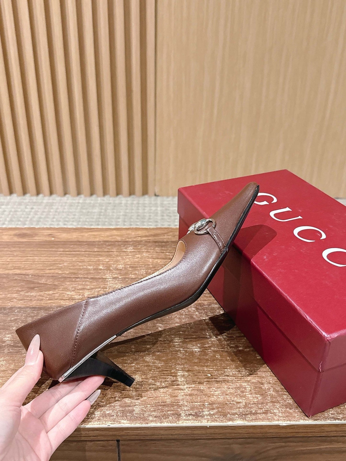 GG 26S Vittoria Pumps 6cm In Brown Lambskin