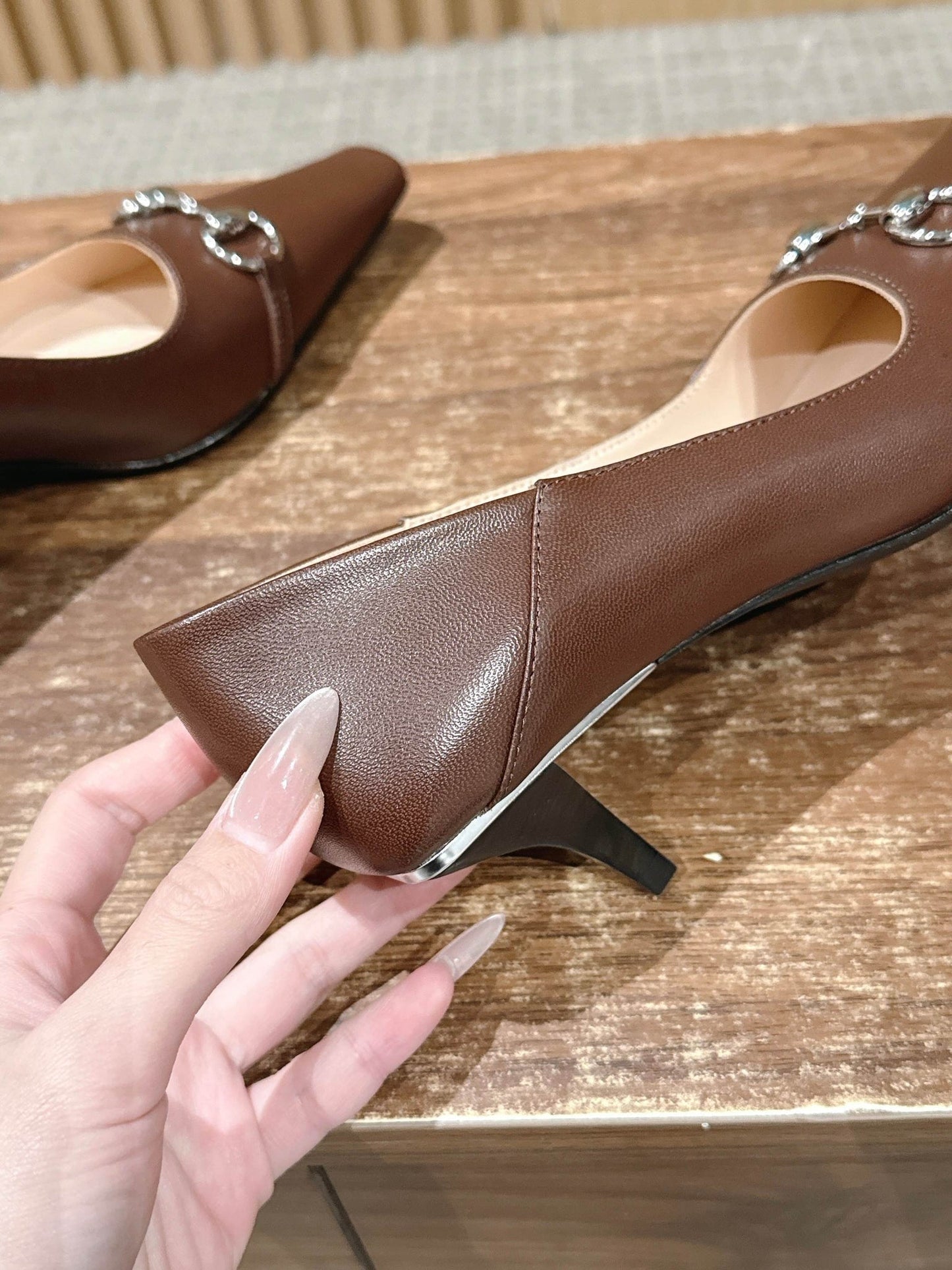 GG 26S Vittoria Pumps 6cm In Brown Lambskin