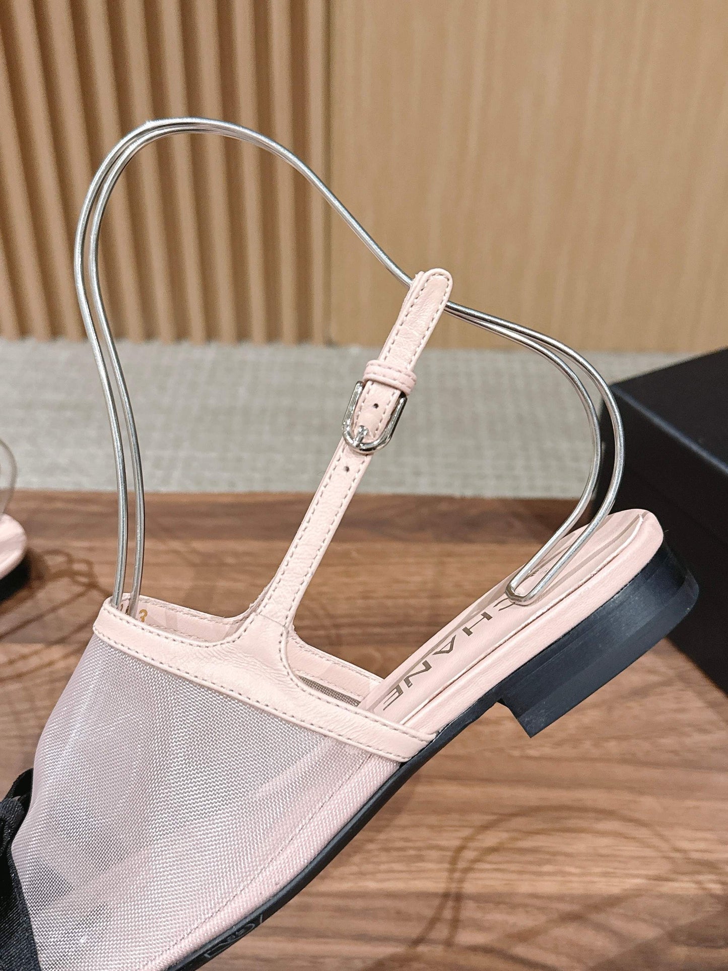 CC 26s Bow Slingback Black Pastel Pink Cotton Mesh 692551