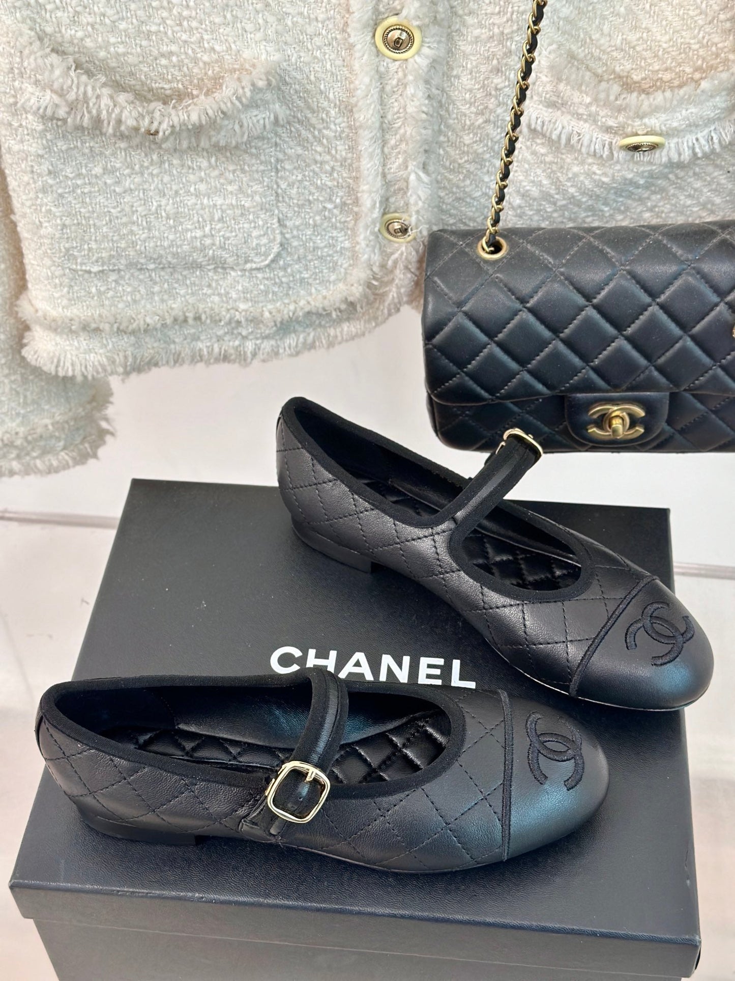 mary janes black quilted lambskin