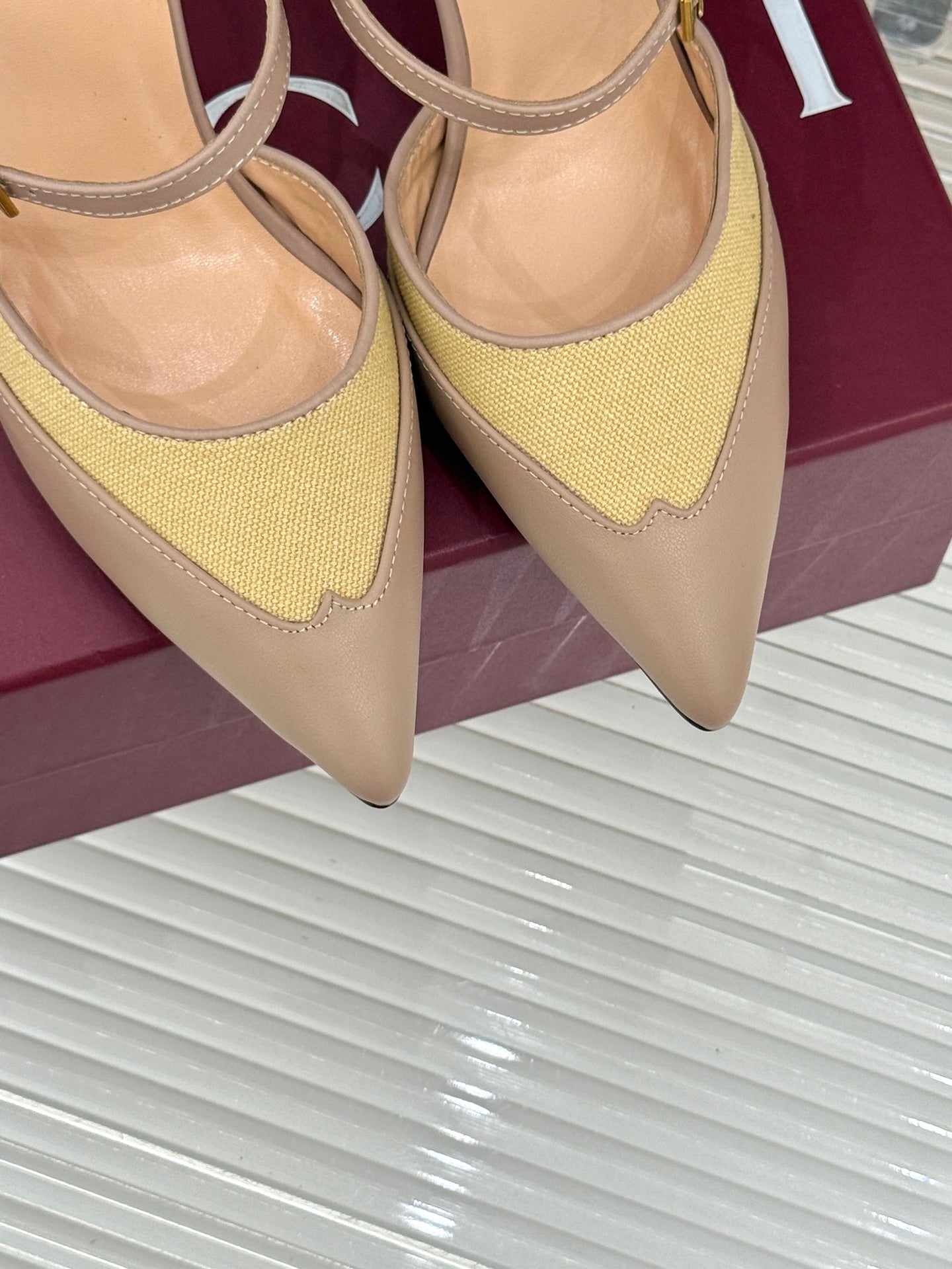 GG 26WF Mules 9.5cm Beige Leather Canvas 886171
