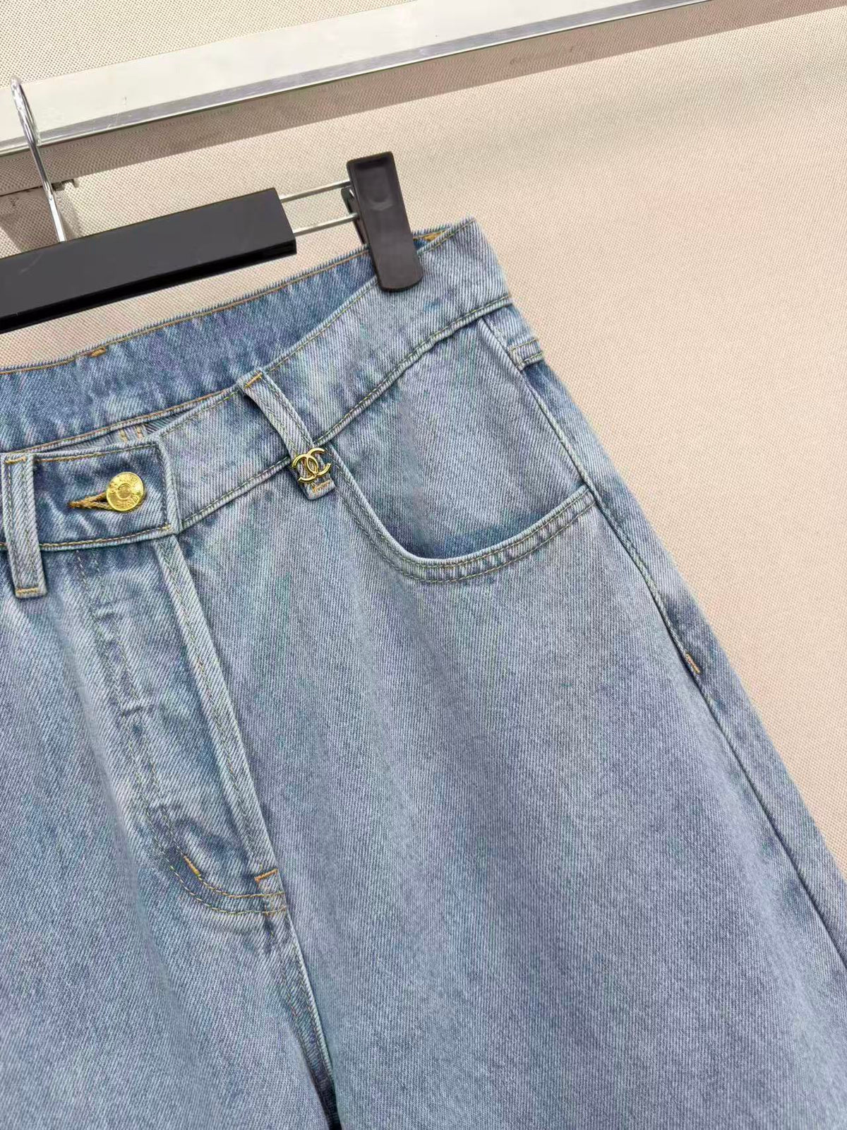 CC 26s Wide-Leg Pants Washed Blue Denim 407866