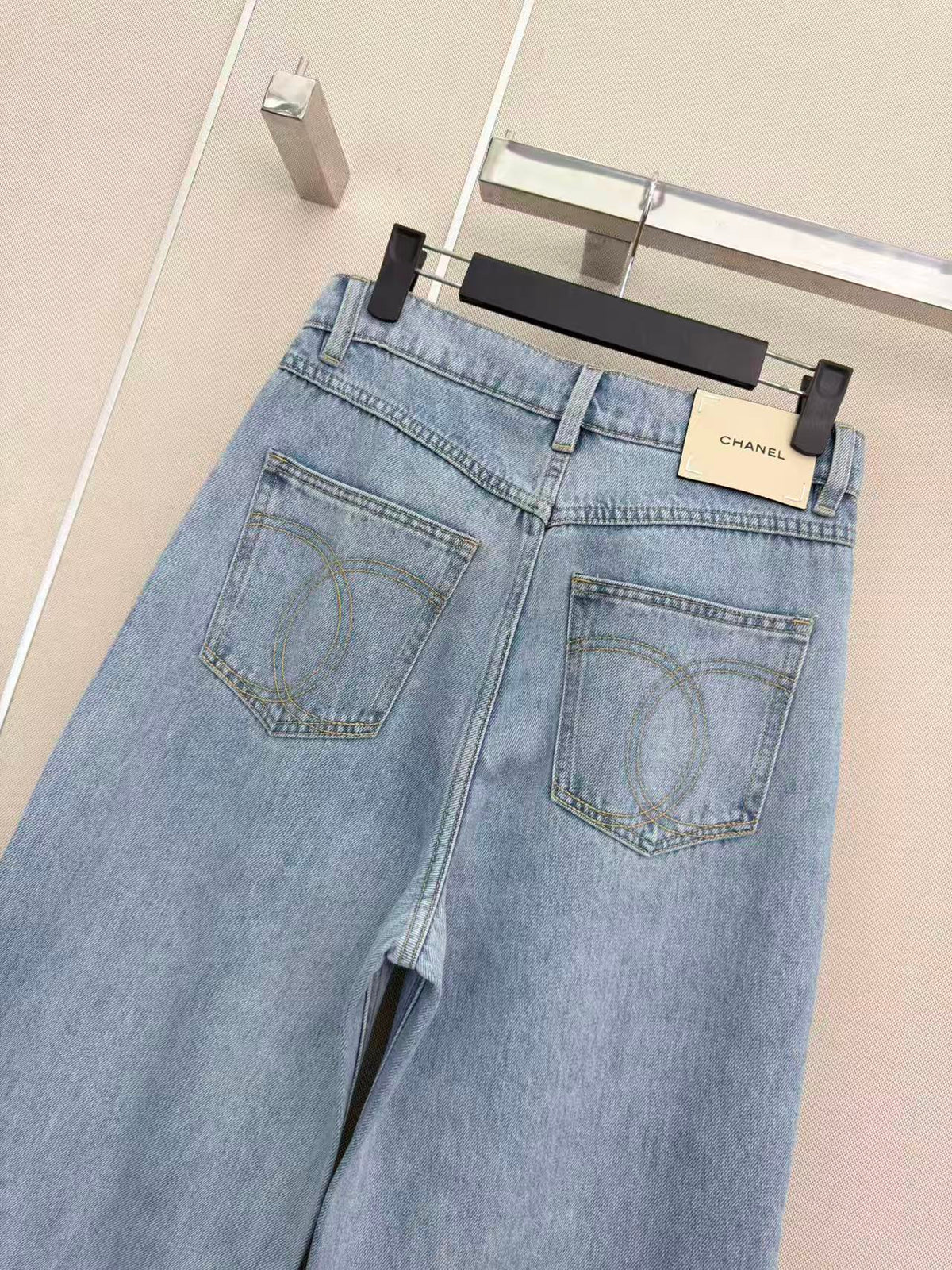 CC 26s Wide-Leg Pants Washed Blue Denim 407866