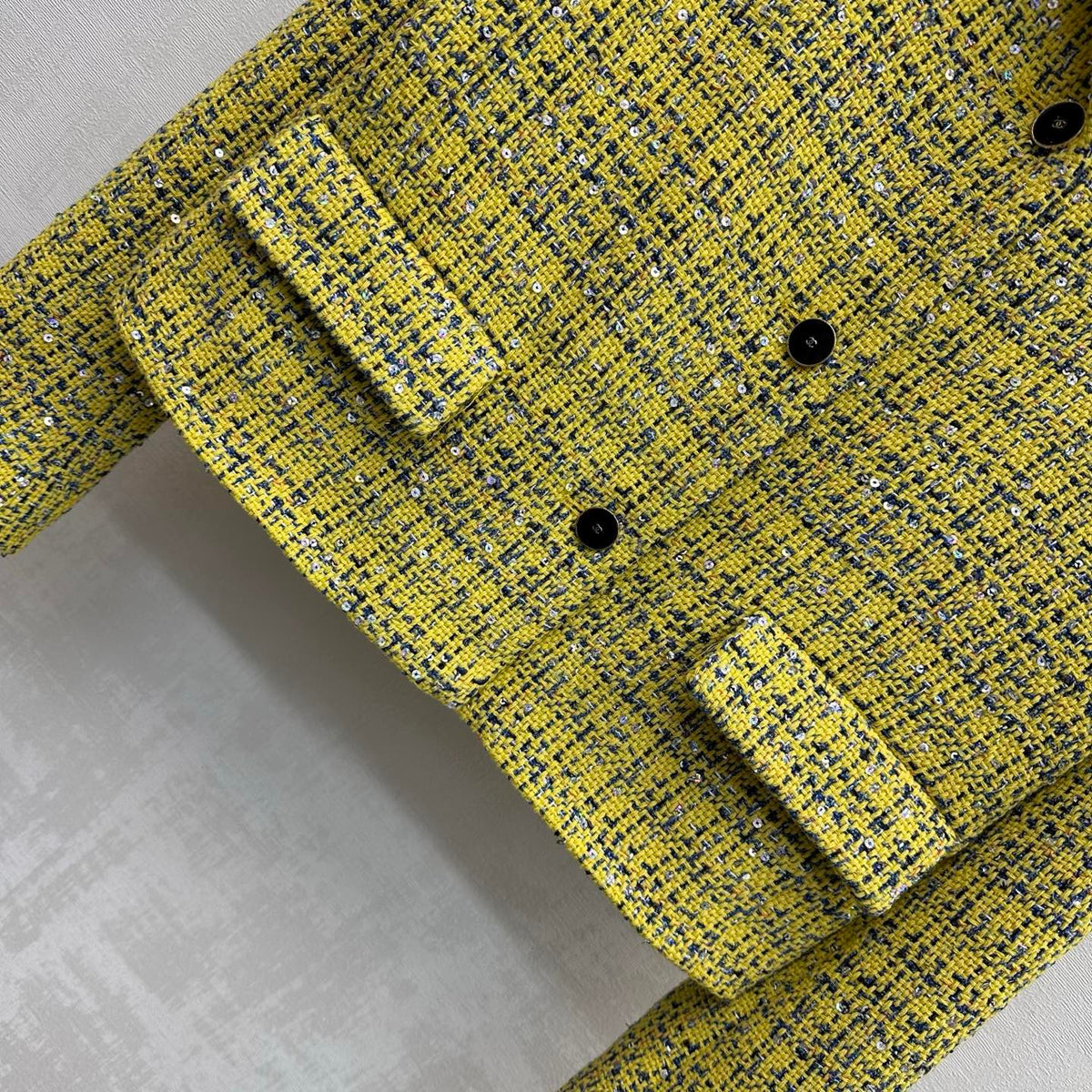 CC 26s Jacket Yellow Navy Blue Sliver Tweed 363984