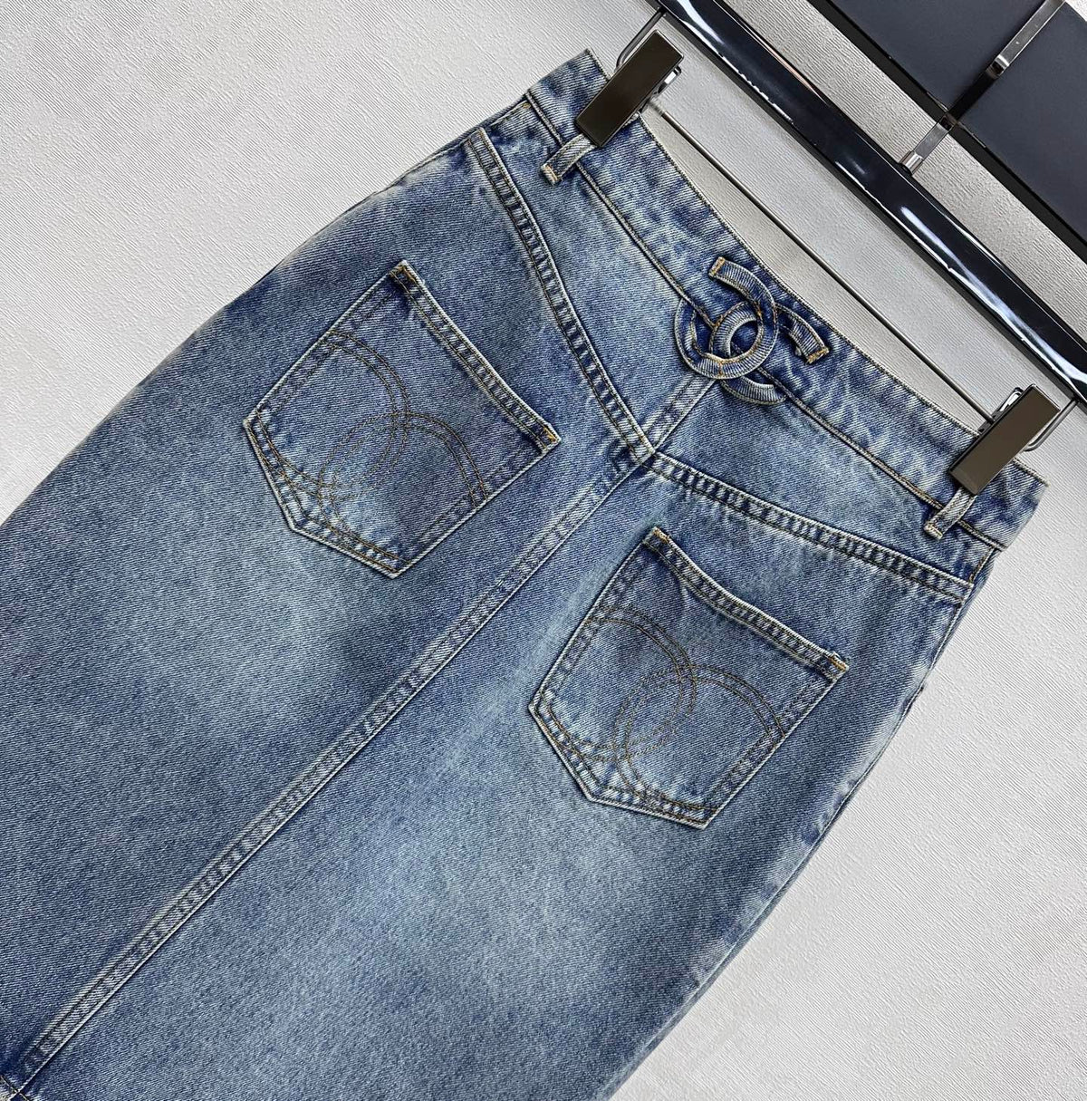 CC 26s Patchwork Midi Skirt Blue Denim 363947
