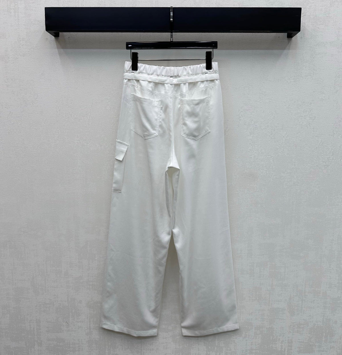 CC 26s Straight-Leg Trousers White Linen Rayon Polyester 363900