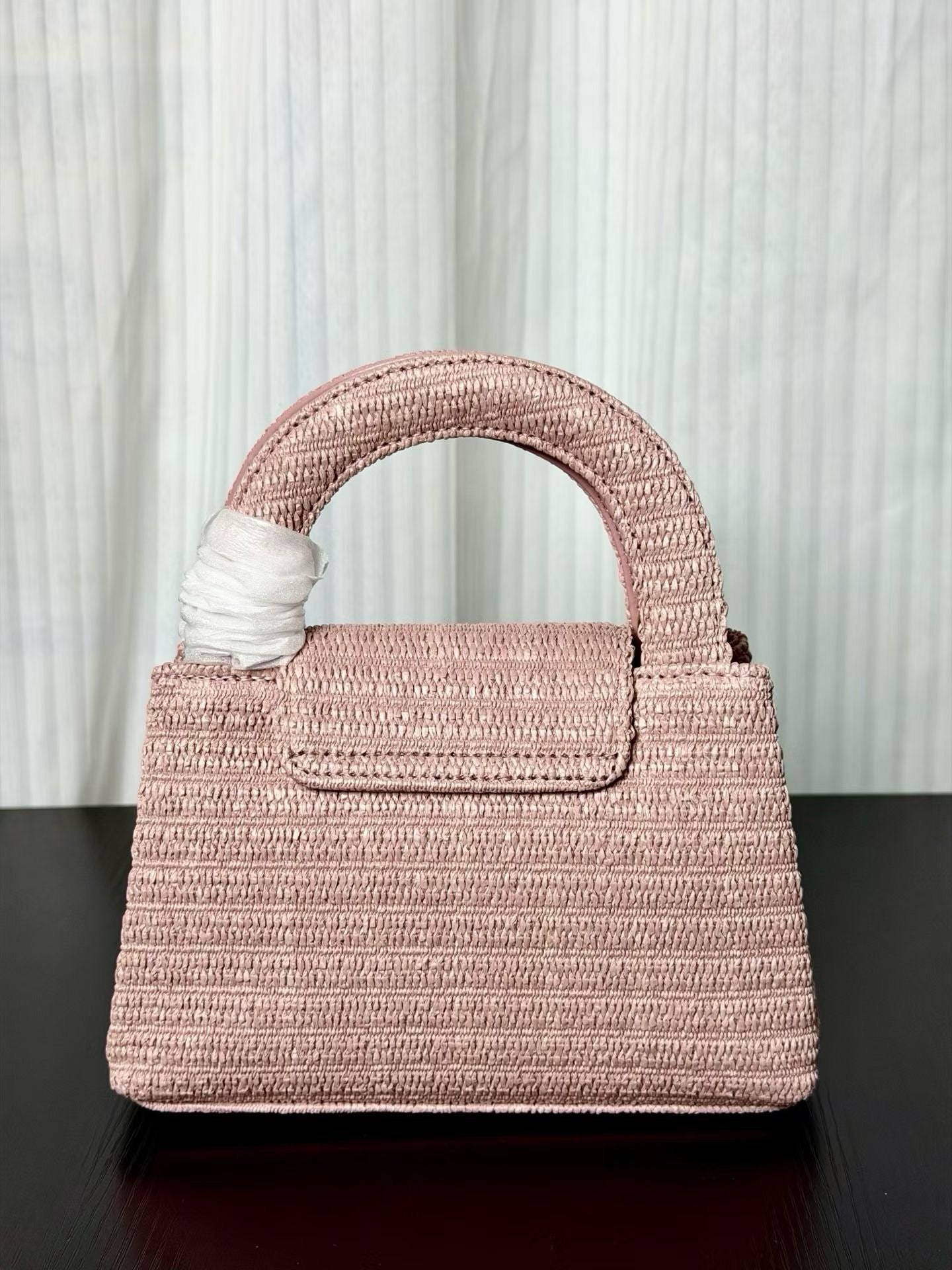 Chanel Kelly 2026 Bag 19cm Light Pink Raffia Leather