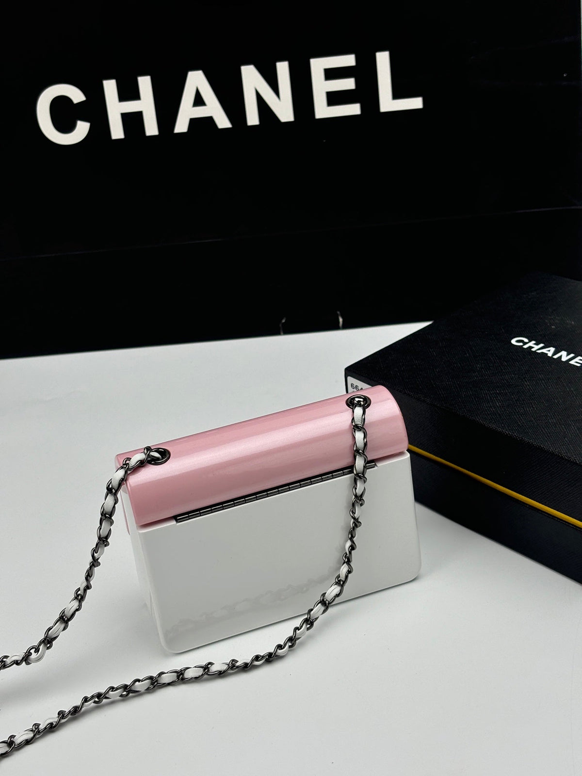 CC Evening Bag White Pink Acrylic