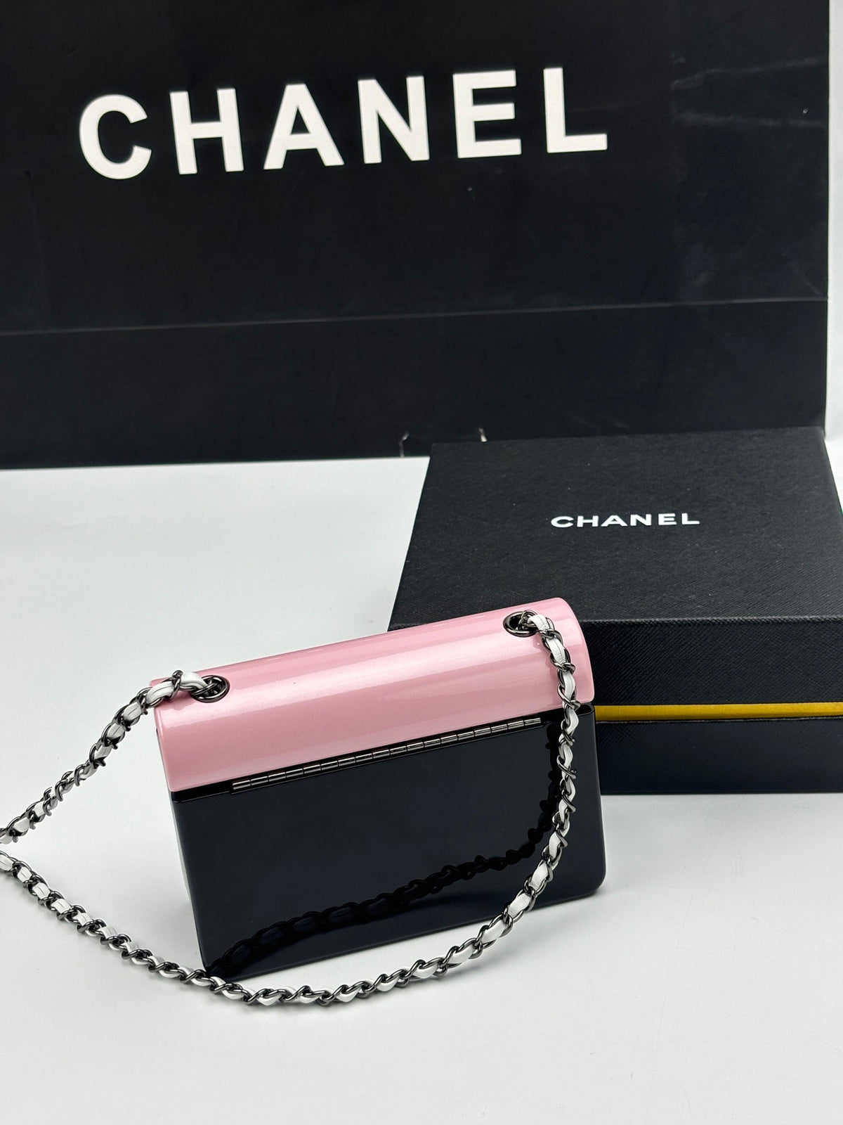 CC Evening Bag Pink Black Acrylic