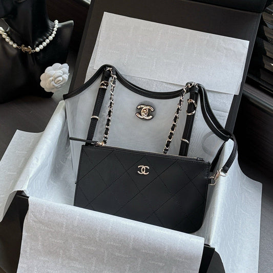 CC 26s Small Tote Black White Mesh Calfskin