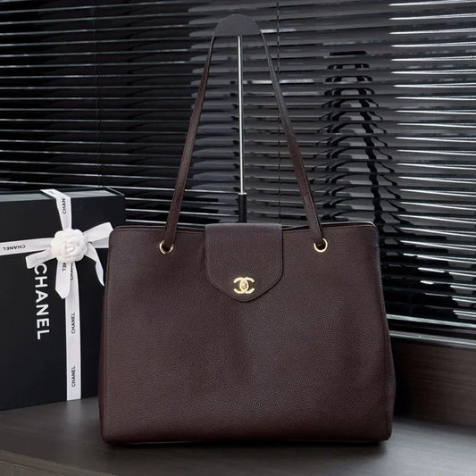 Chane 2026 Large Shopping Bag 46cm Dark Burgundy Calfskin