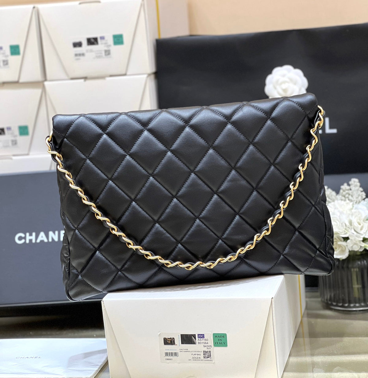 CC Misia Camera Case Flap Bag Black Quited Lambskin