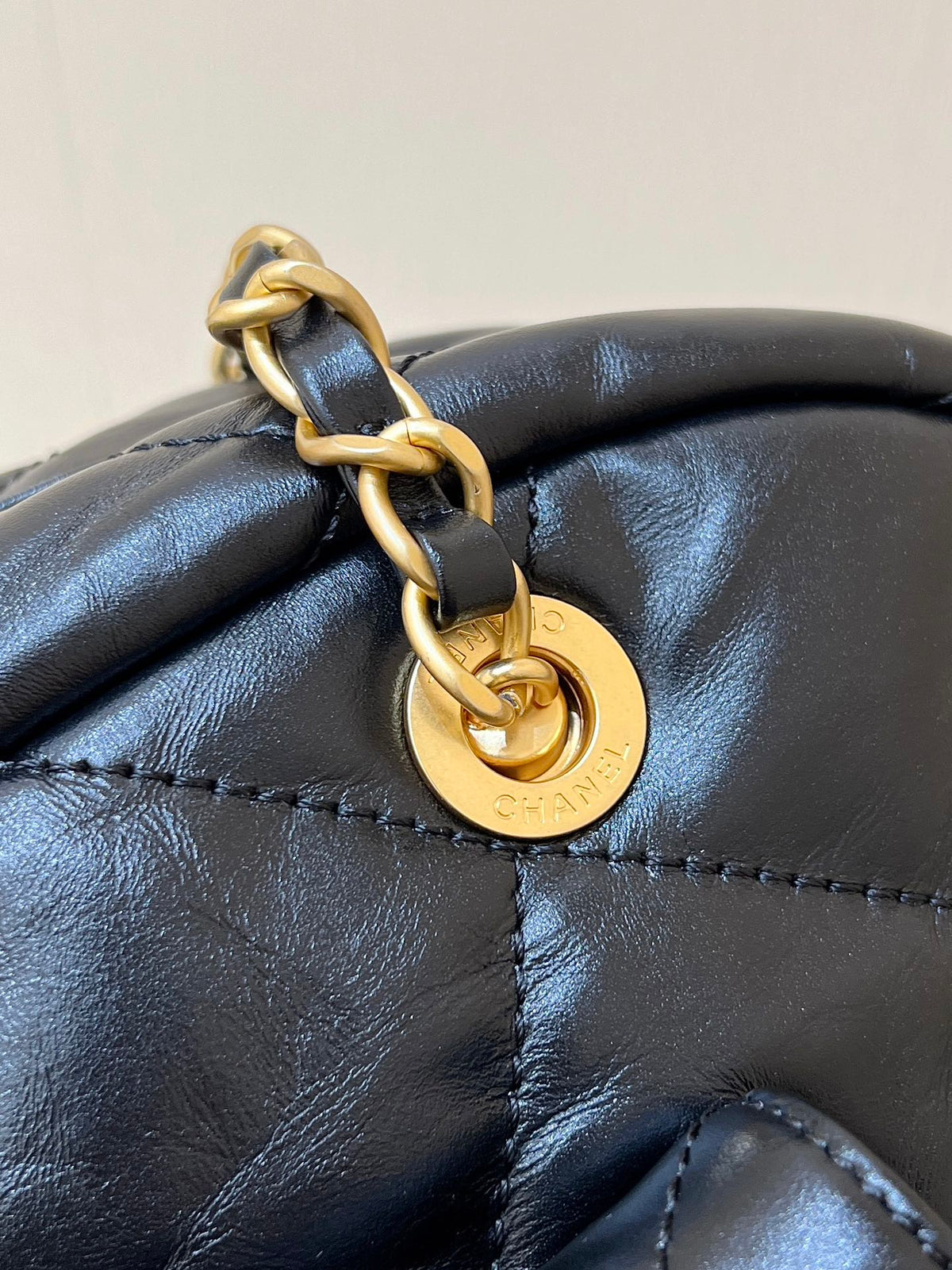 CC 24A Bowling Bag 44cm  Black Wrinkled Calfskin GHW