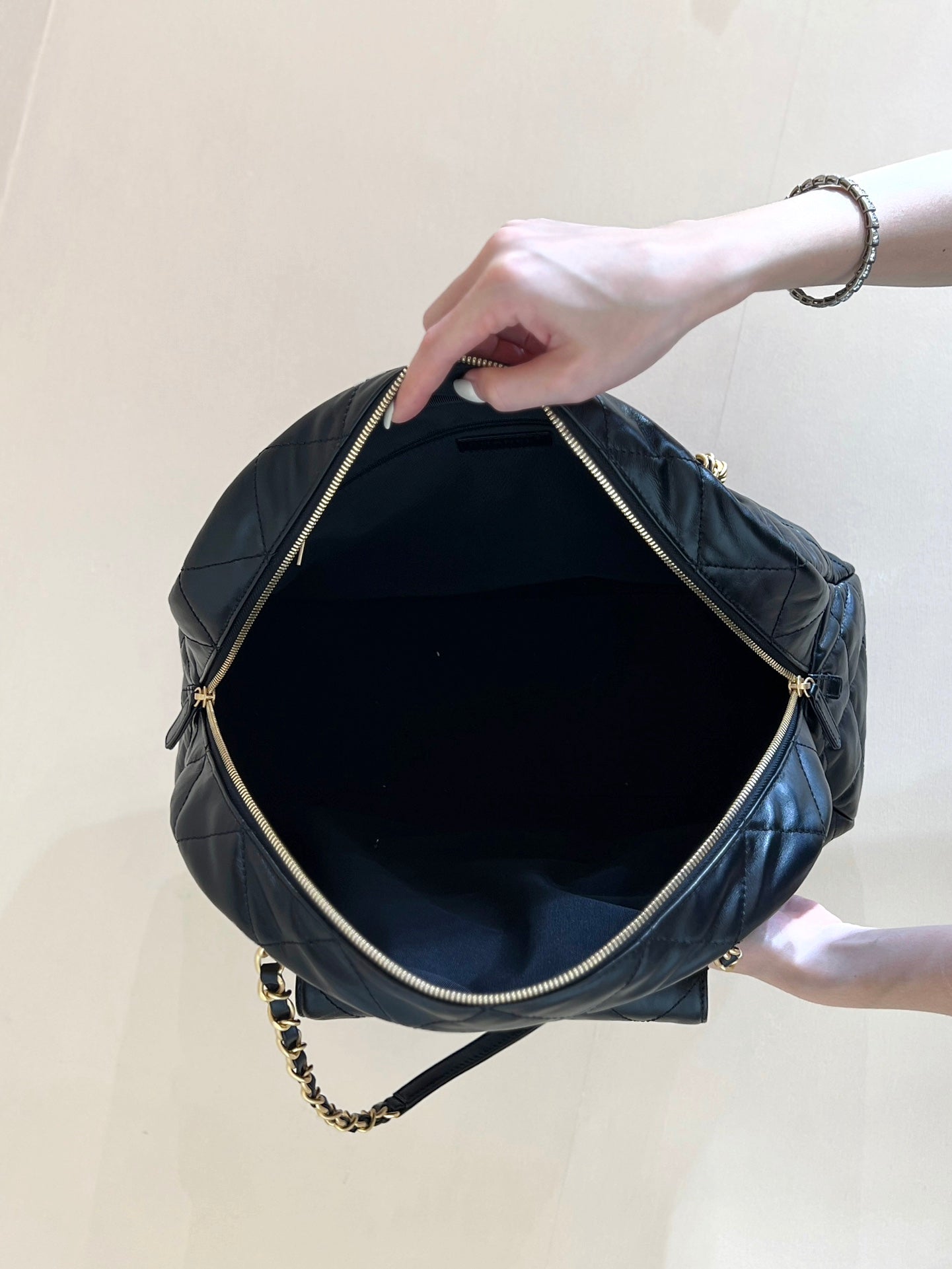 CC 24A Bowling Bag 44cm  Black Wrinkled Calfskin GHW
