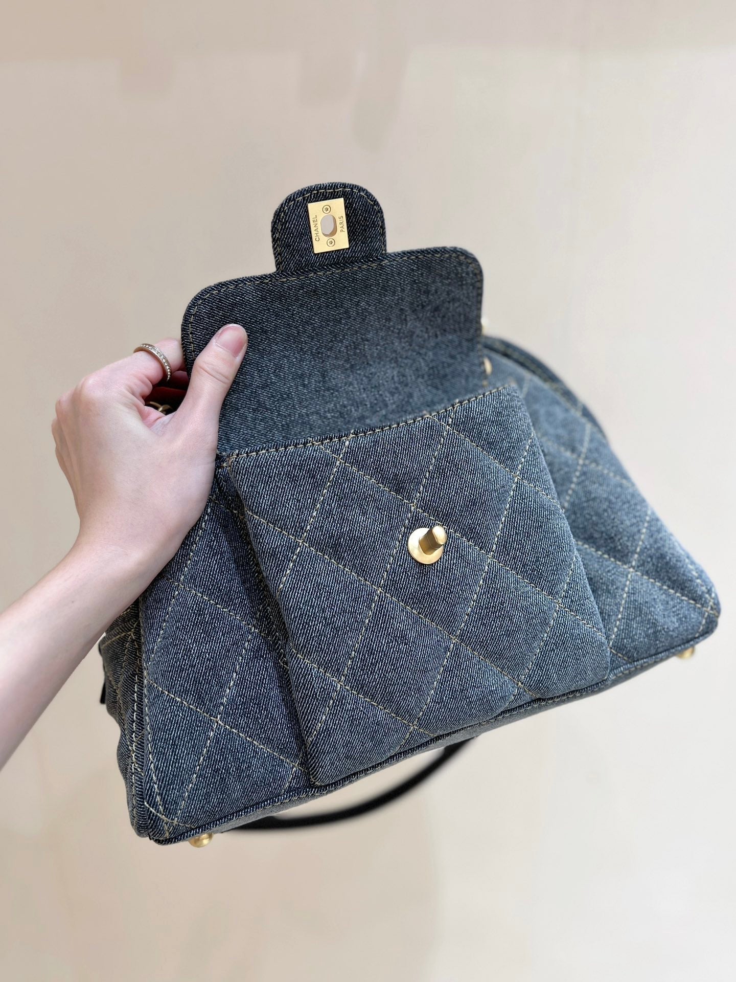 CC 24A Bowling Bag 33cm Grey Denim GHW