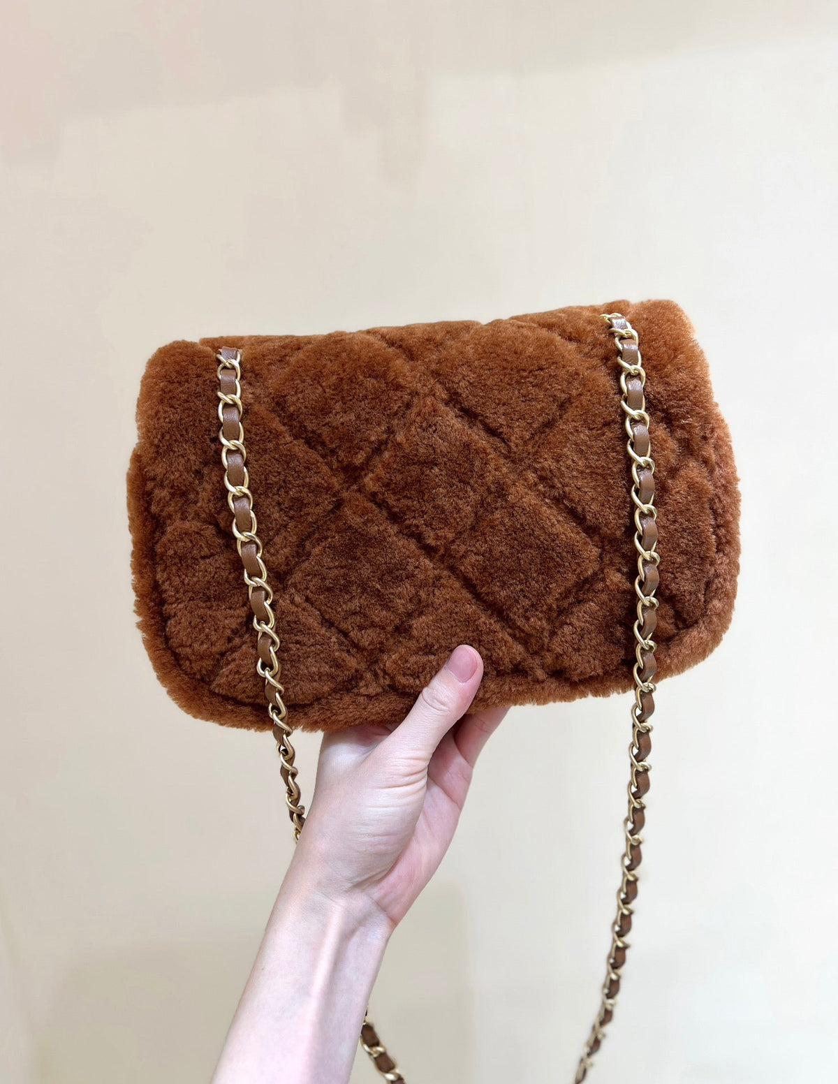 CC  24K Teddy Bear CF 23.5cm Brown Lambskin & Fur Light GHW
