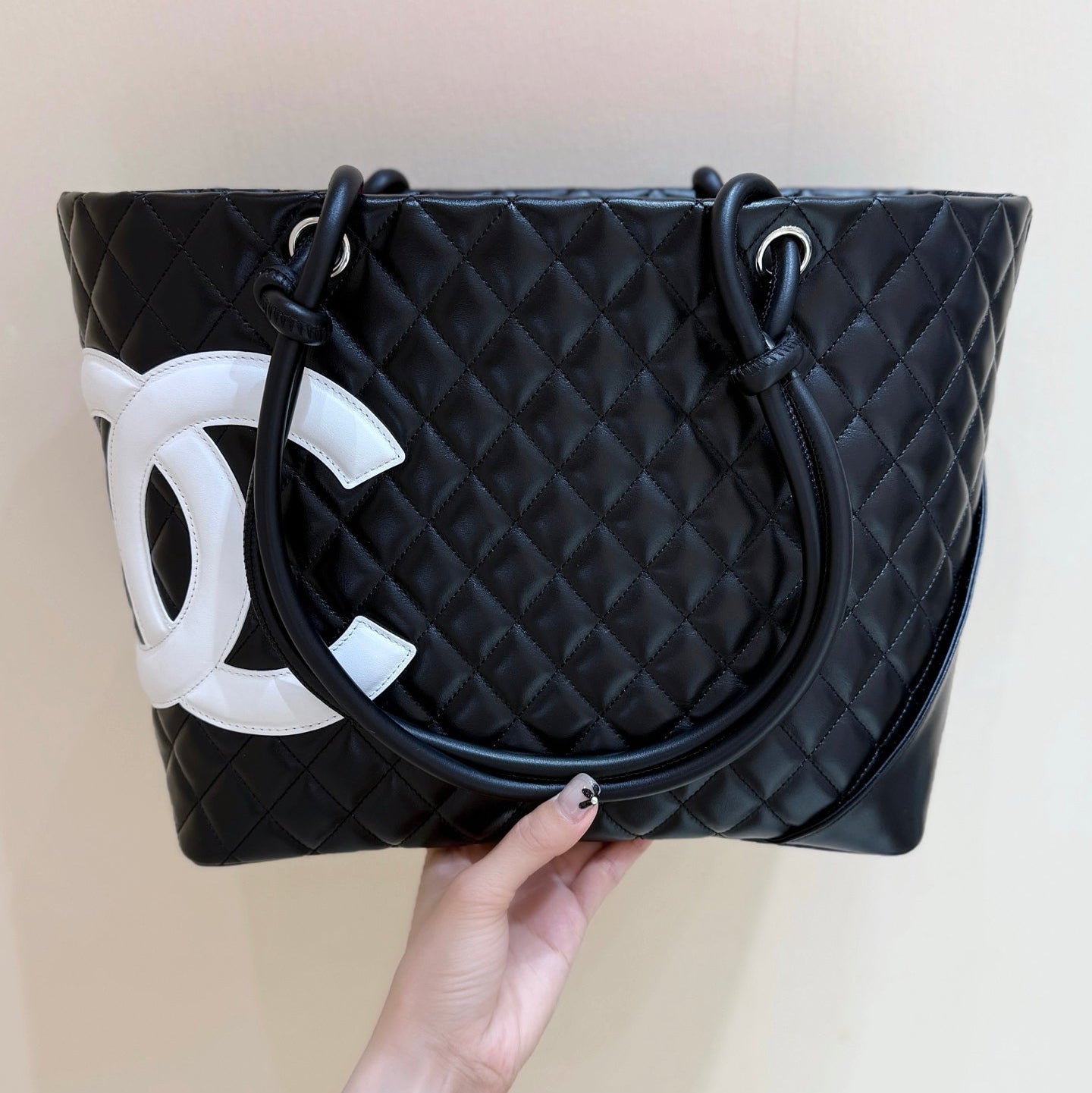 Chanel 25s Cambon Ligne Tote Bag 30cm In Black And White Calfskin
