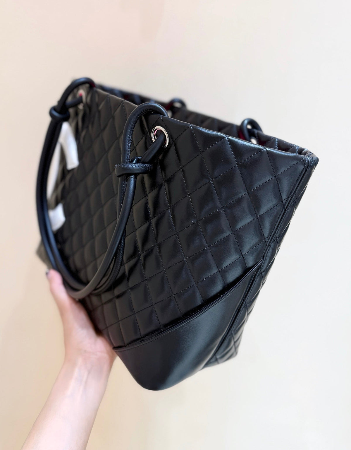 Chanel 25s Cambon Ligne Tote Bag 30cm In Black And White Calfskin