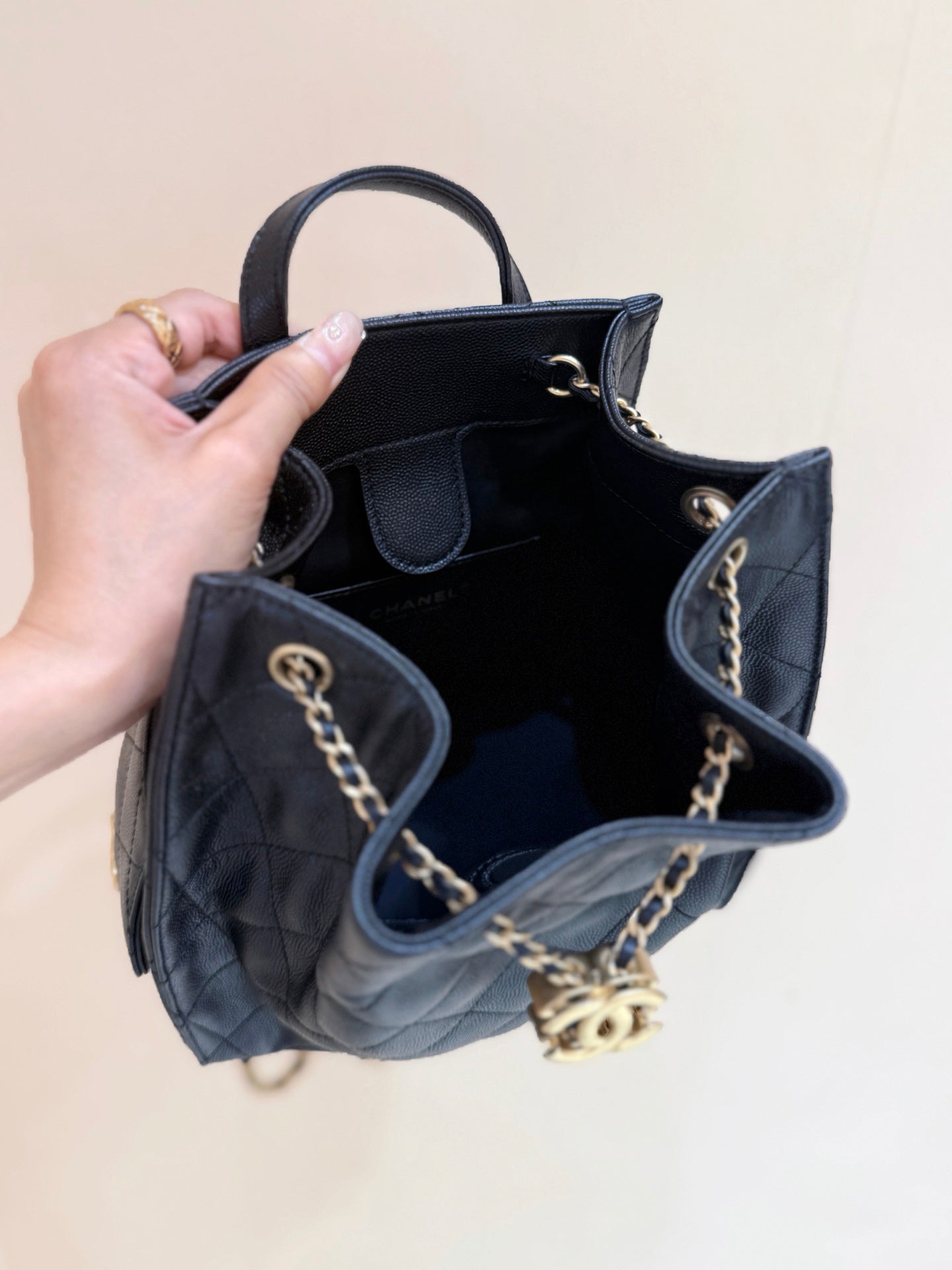 CC 25B backpack bag 23cm black calfskin 342108