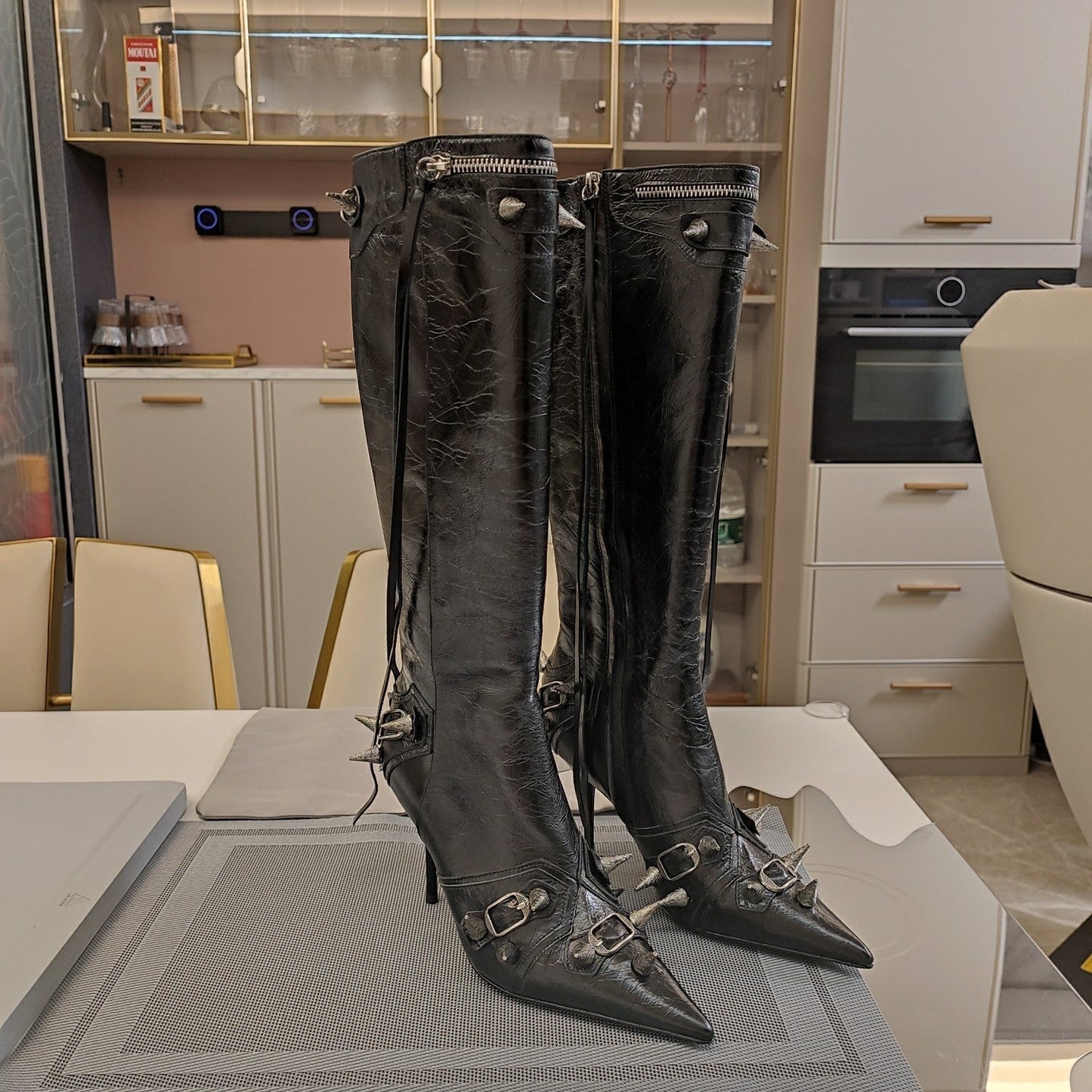Balenciaga Cagole 90 mm Boots Black Lambskin 846485