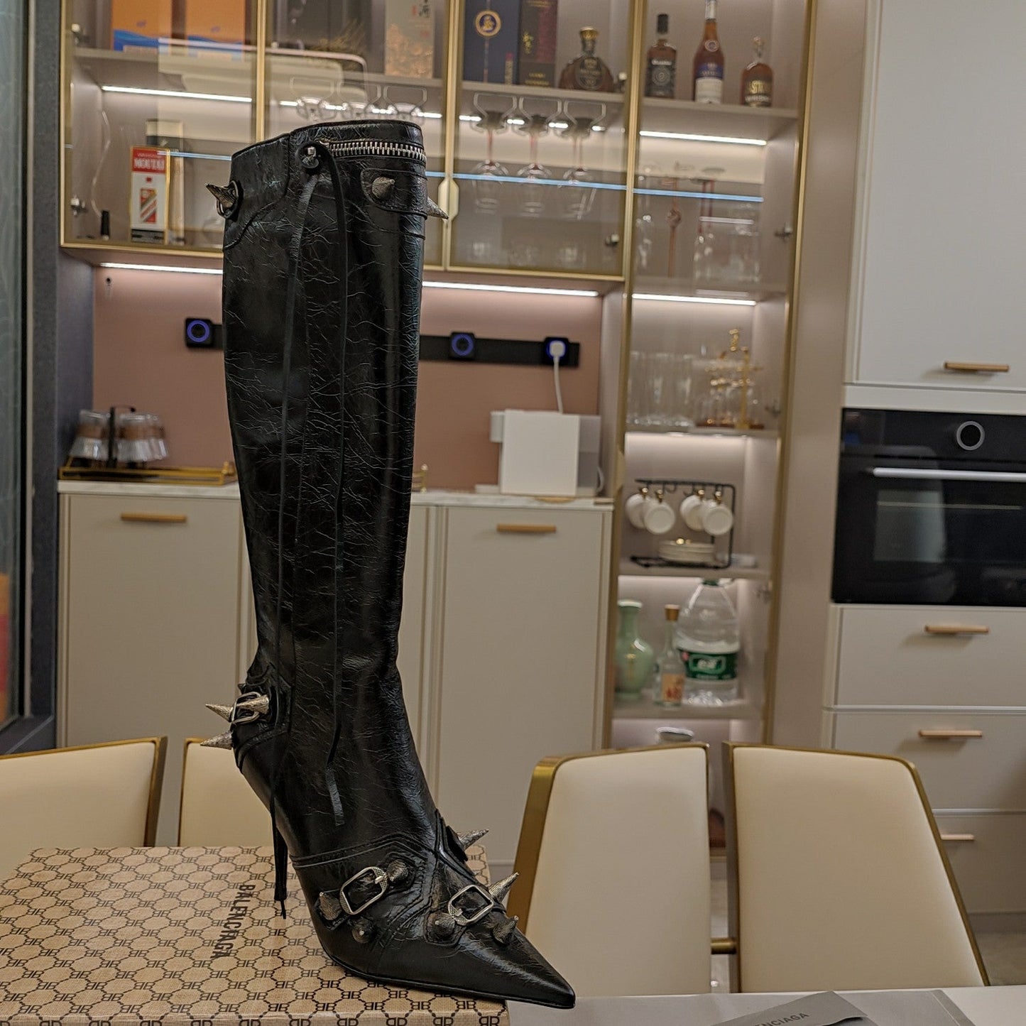 Balenciaga Cagole 90 mm Boots Black Lambskin 846485