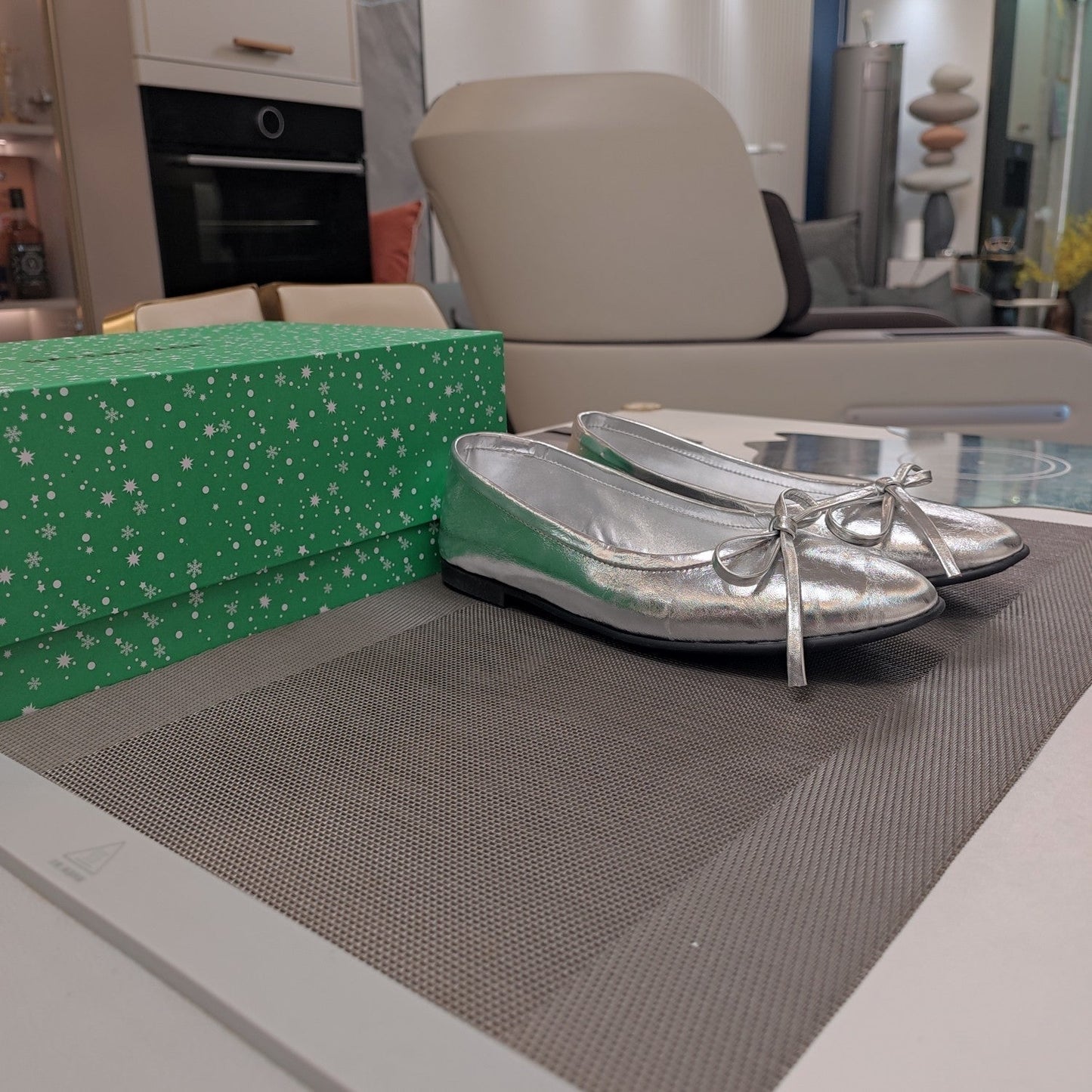 Balen 25 bow ballet flat silver sheepskin 184481