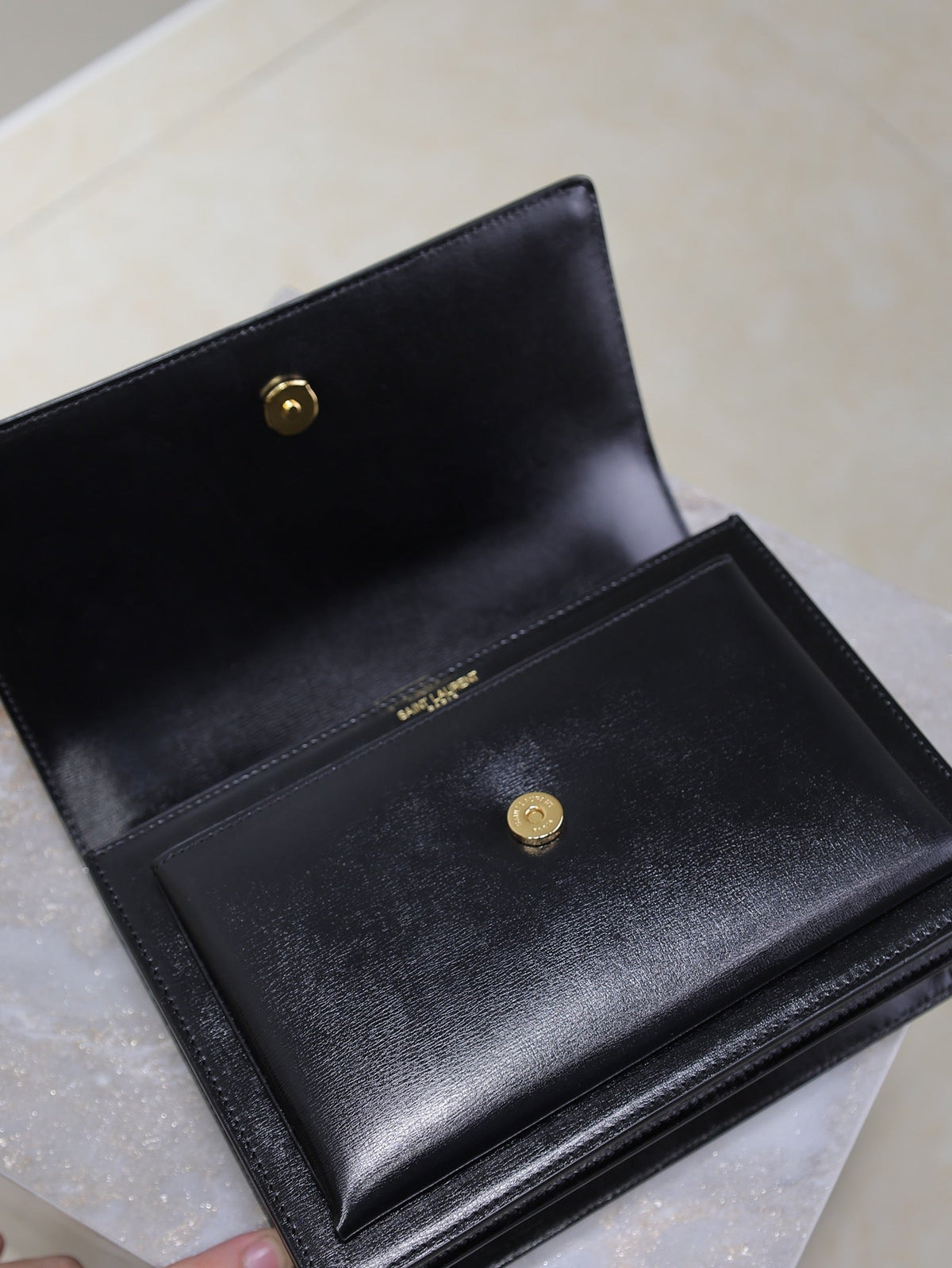 YSL Medium Sunset Shoulder Bag 22cm Black Cowhide GHW