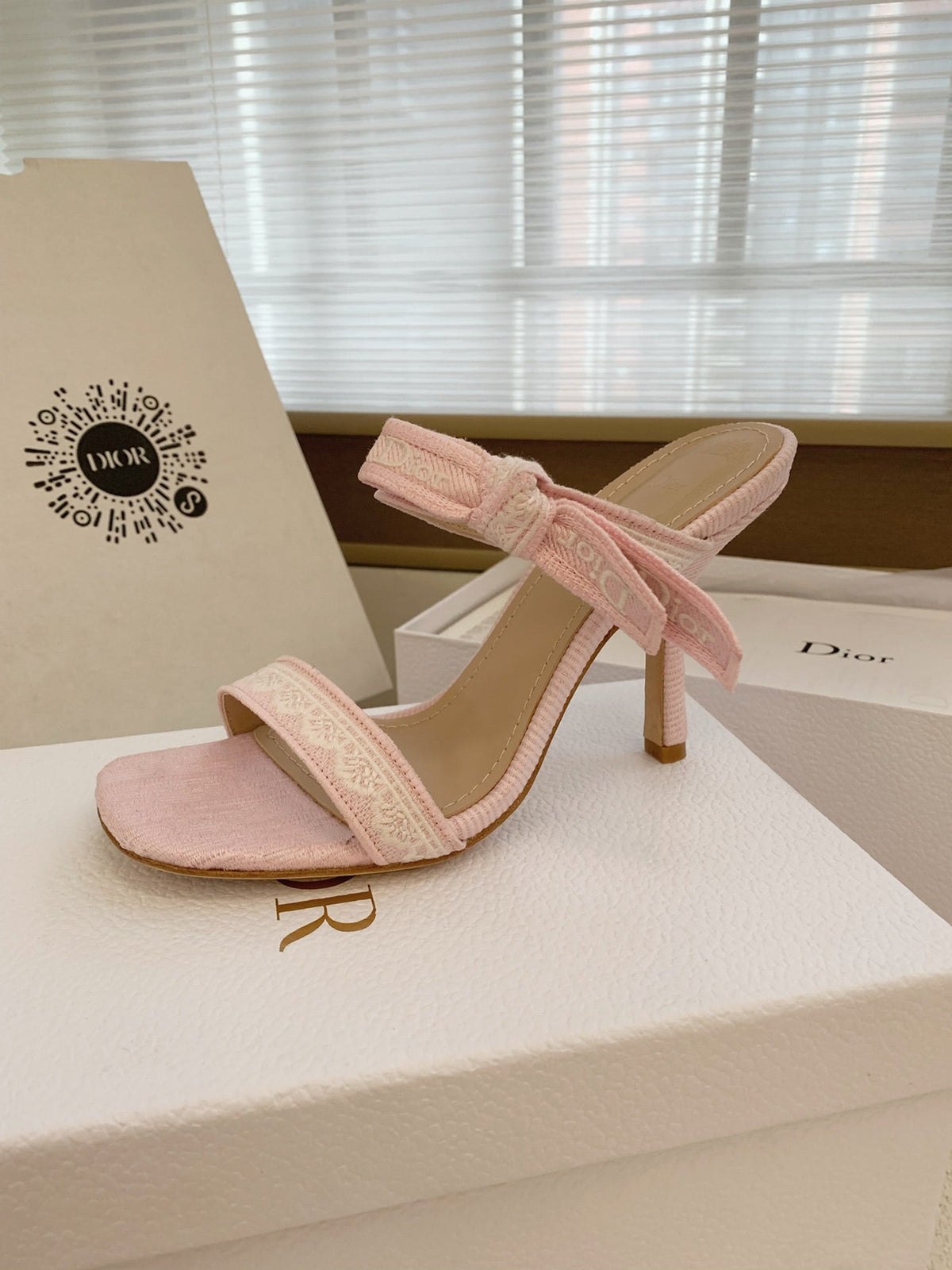CD 26s High Heel Sandal 100 Pink Canvas Sheepskin  664178