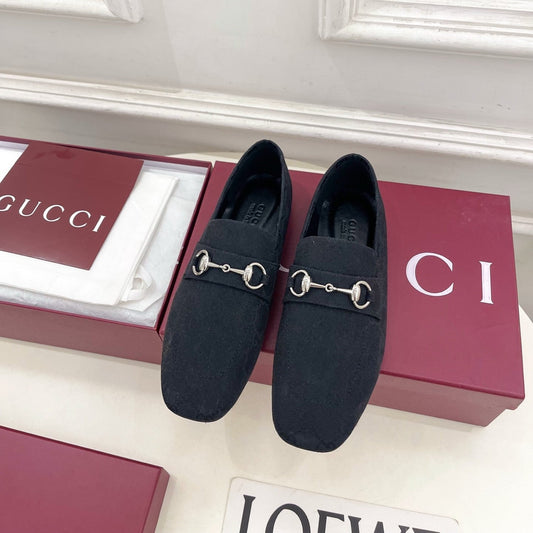GG 26s Loafer With Horsebit Black Canvas 640285