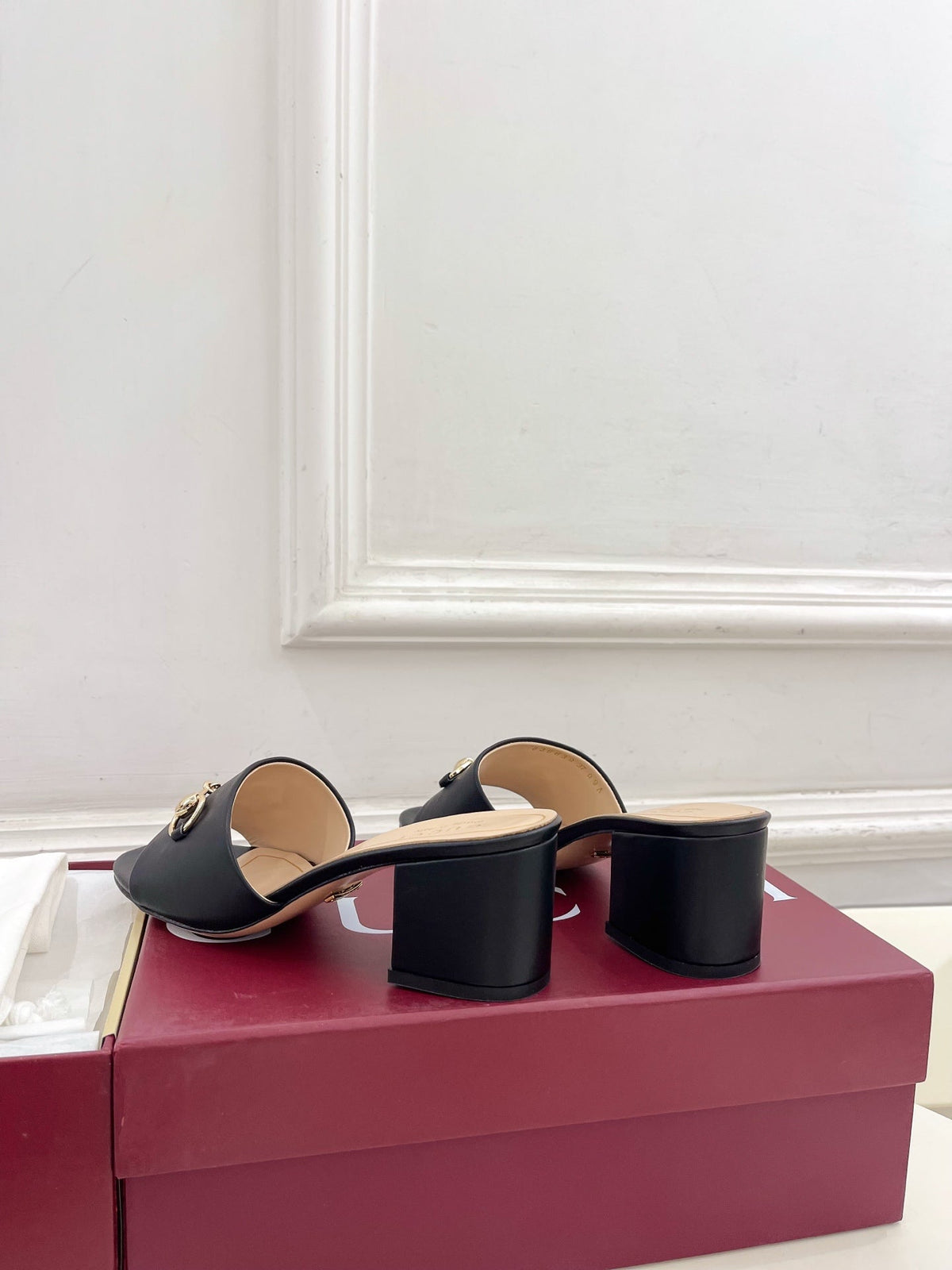 GG 26s Slide Sandal 5.5cm With Horsebit Black Leather 640290