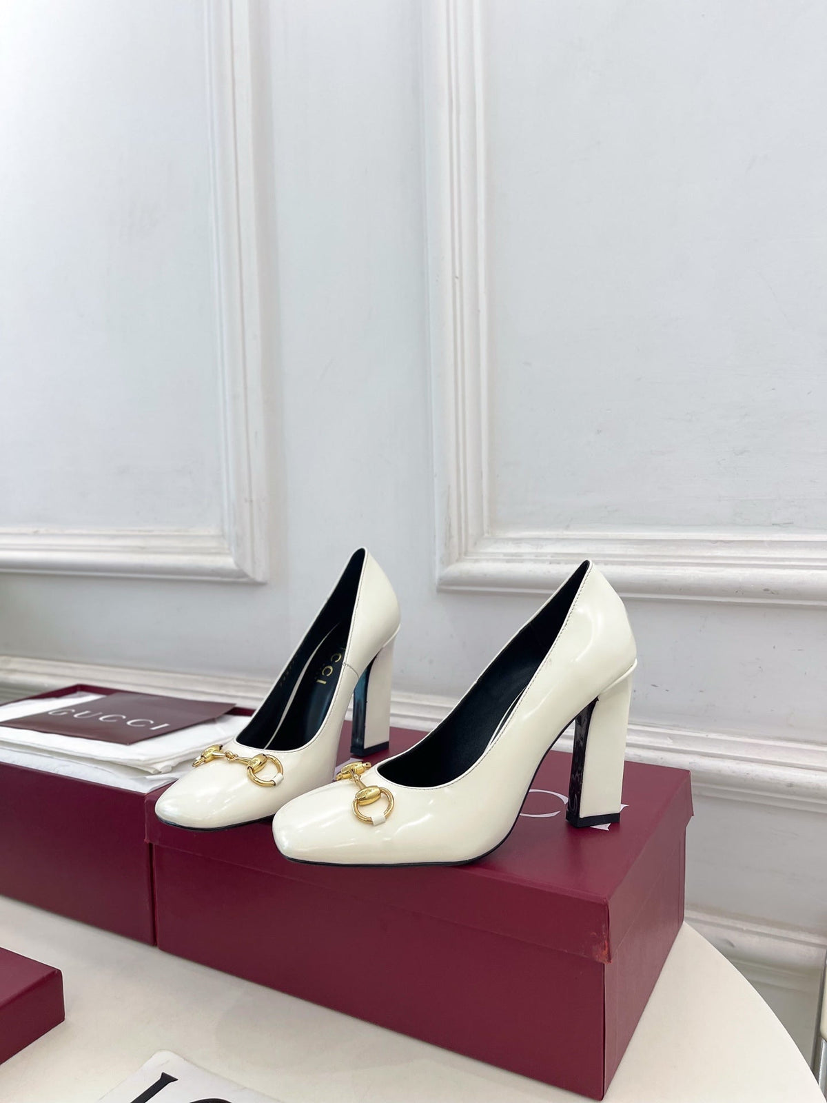 GG 26s Signora Pump 10cm White Leather 640301