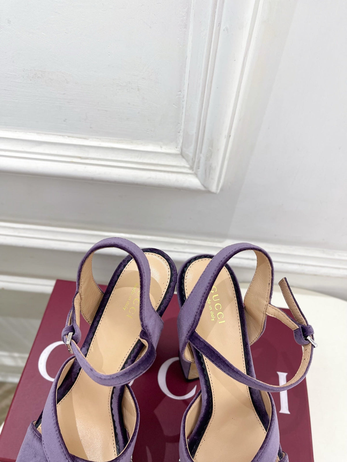 GG Janaya Platform Sandals 15.5cm Purple Suede 891841