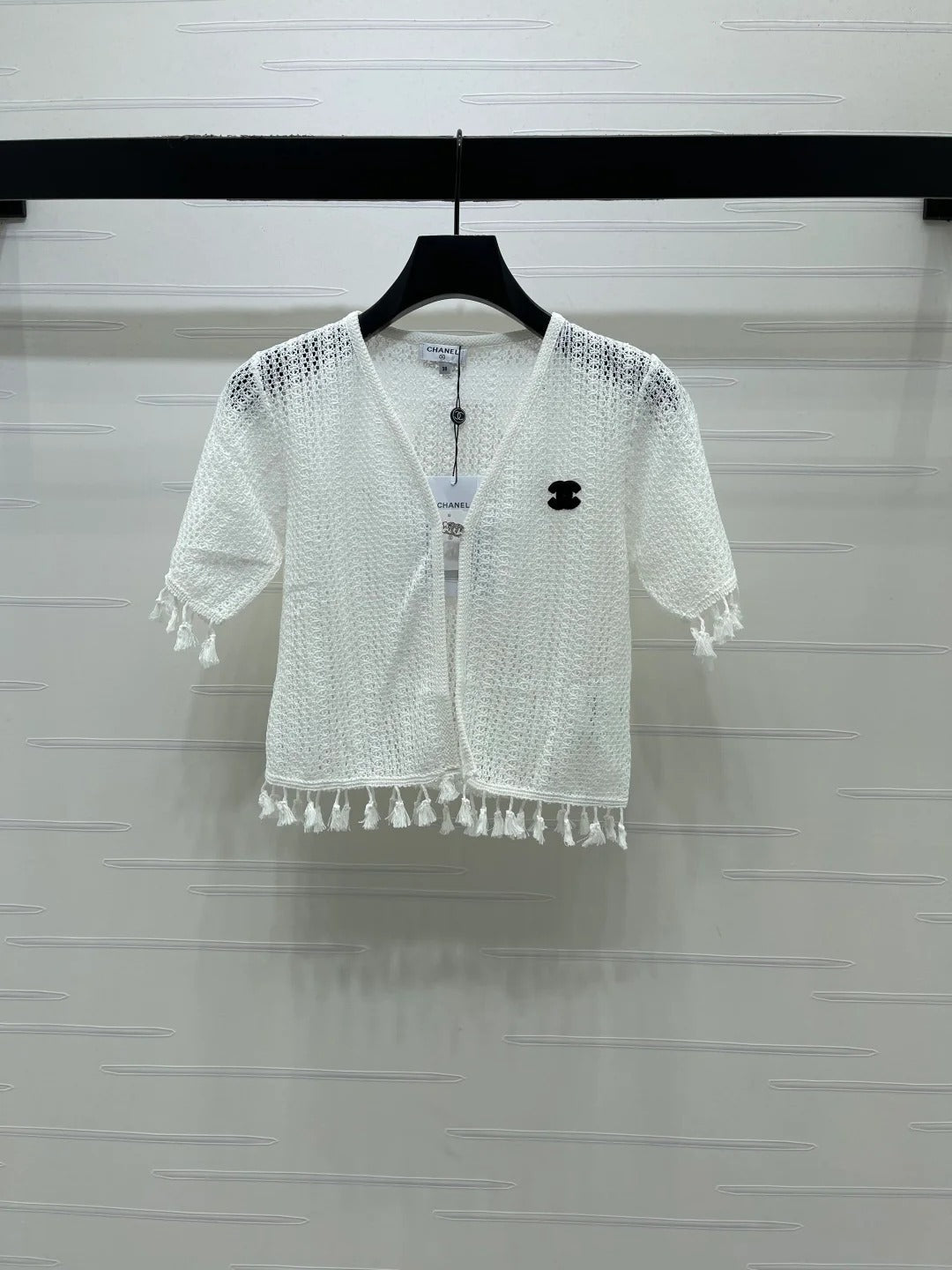 Chanel 2026 Crochet Knitted Cardigan Black and White Cotton