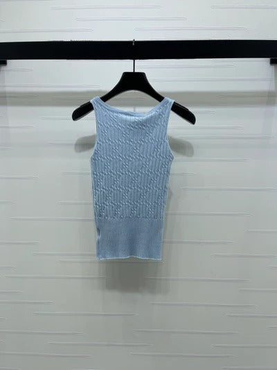 Chanel 2026 Cable Knit Crew Neck Camisole Wool Cashmere 355308