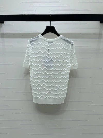 Chanel 2026 Short-sleeved Top Black White Pink Tencel 356435