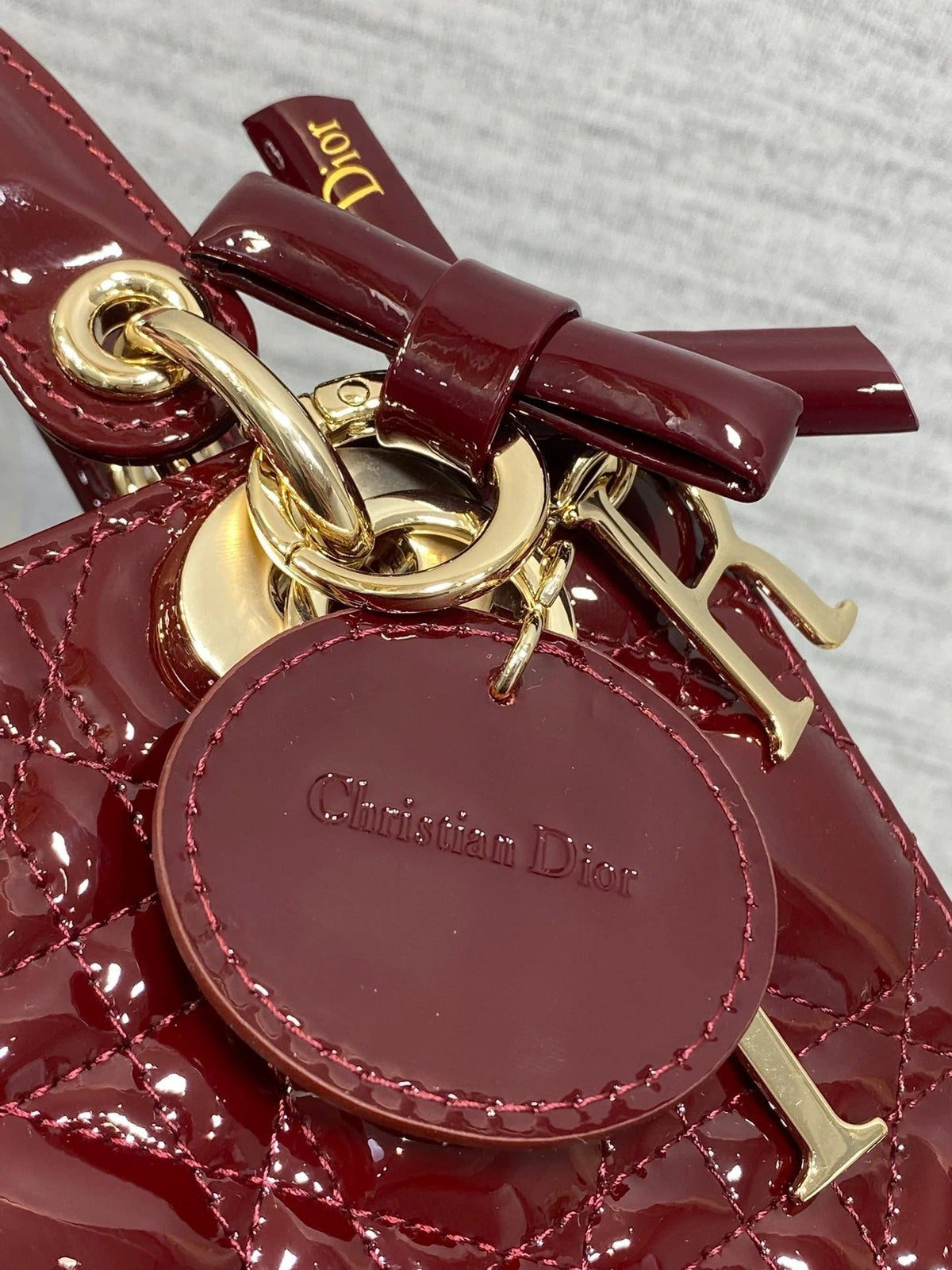 CD 2026 Bow Lady Dior 20cm Red Patent Leather 289215