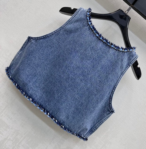 Chanel 2026 Denim Vest Blue Cotton 356145