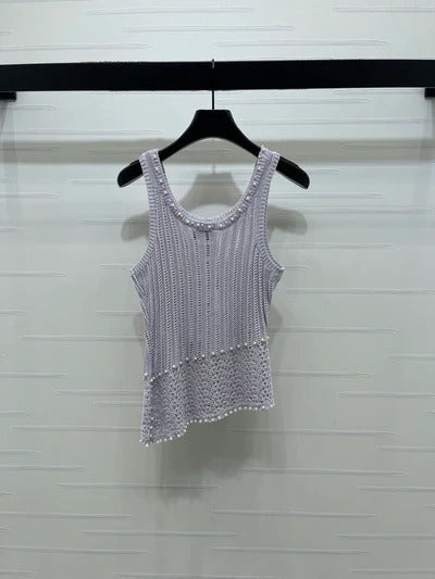 Chanel 2026 Vest Purple and White Wool 704599