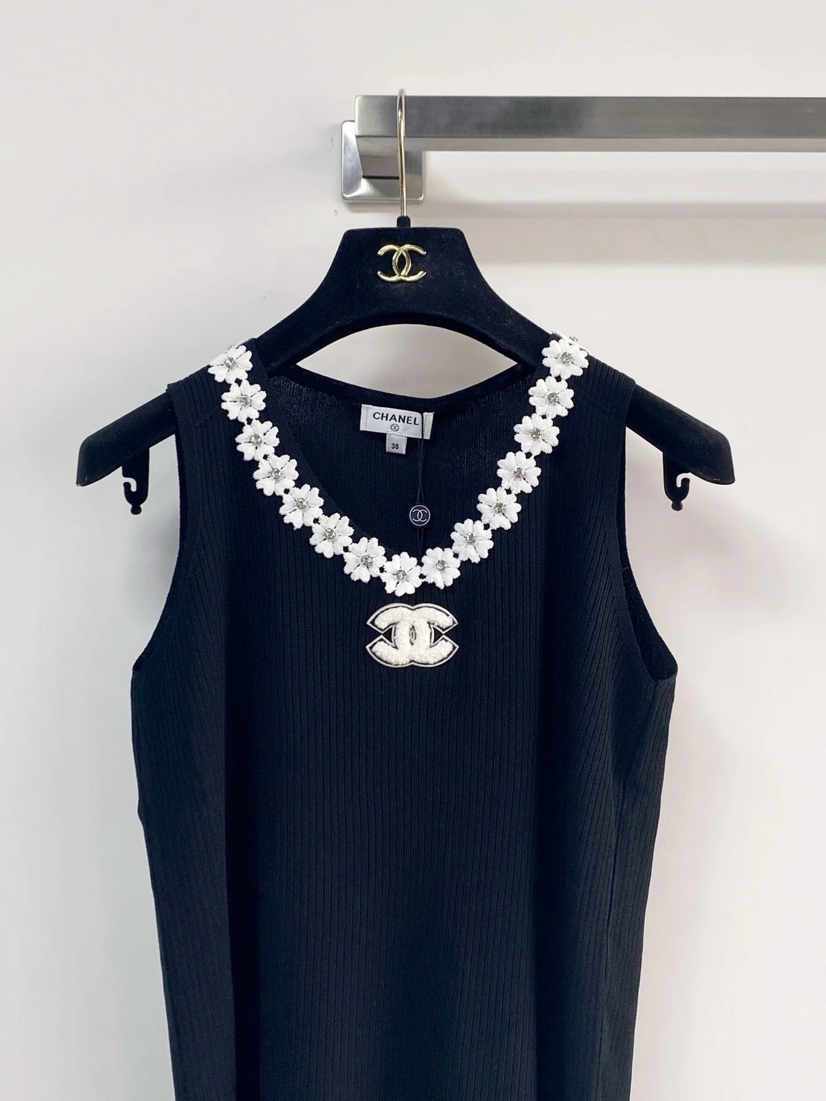Chanel 2026 Flower Shirt White and Black Polyester Viscose