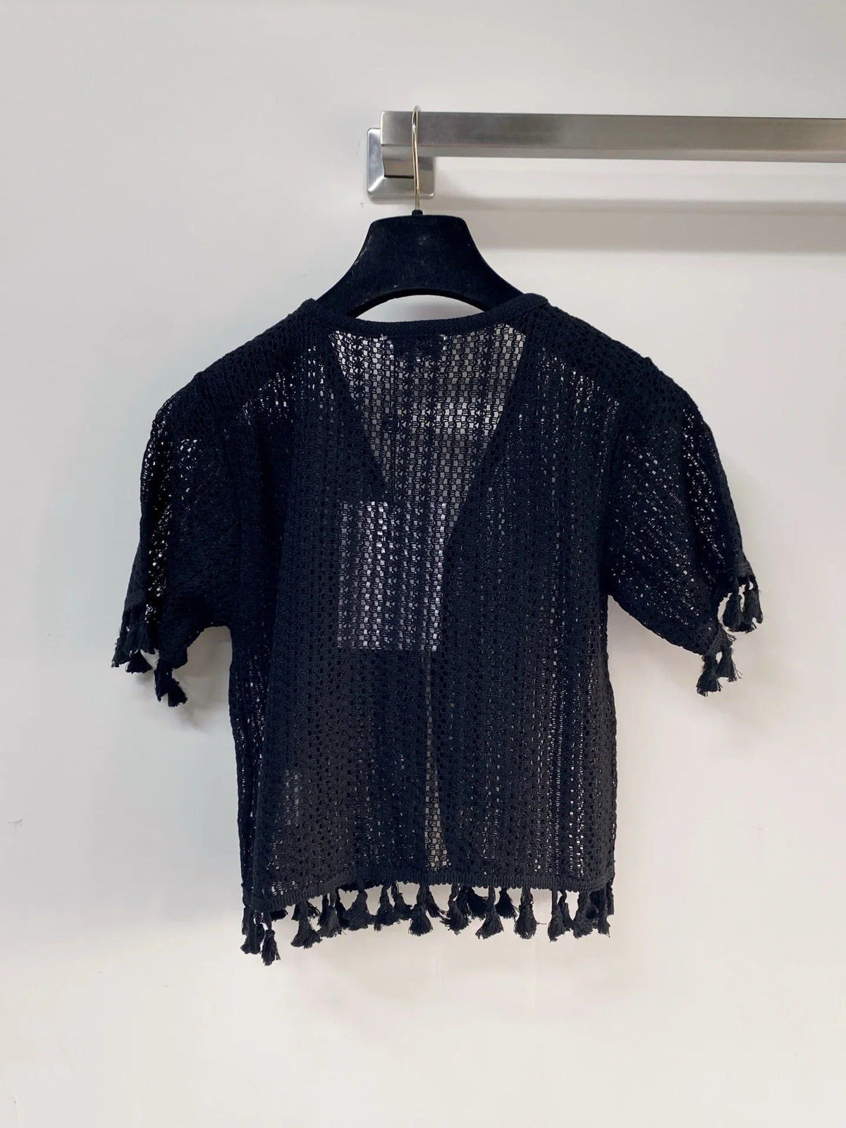 Chanel 2026 Crochet Knitted Cardigan Black and White Cotton