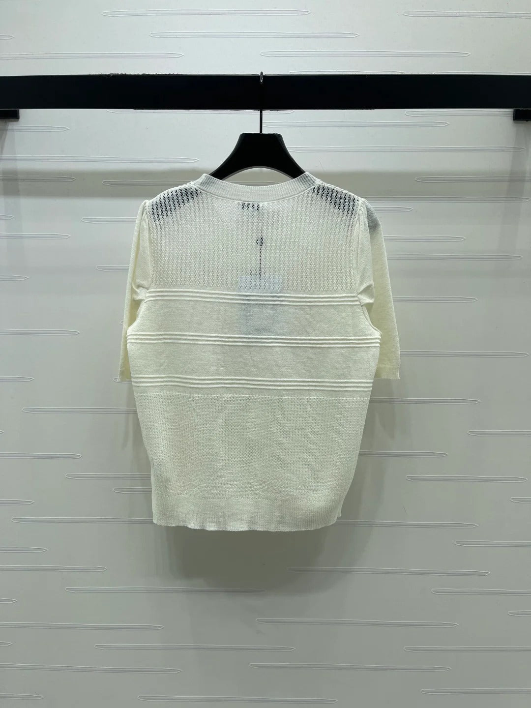 Chanel 2026 Hollow Short-sleeved Shirt Yellow and White Cotton