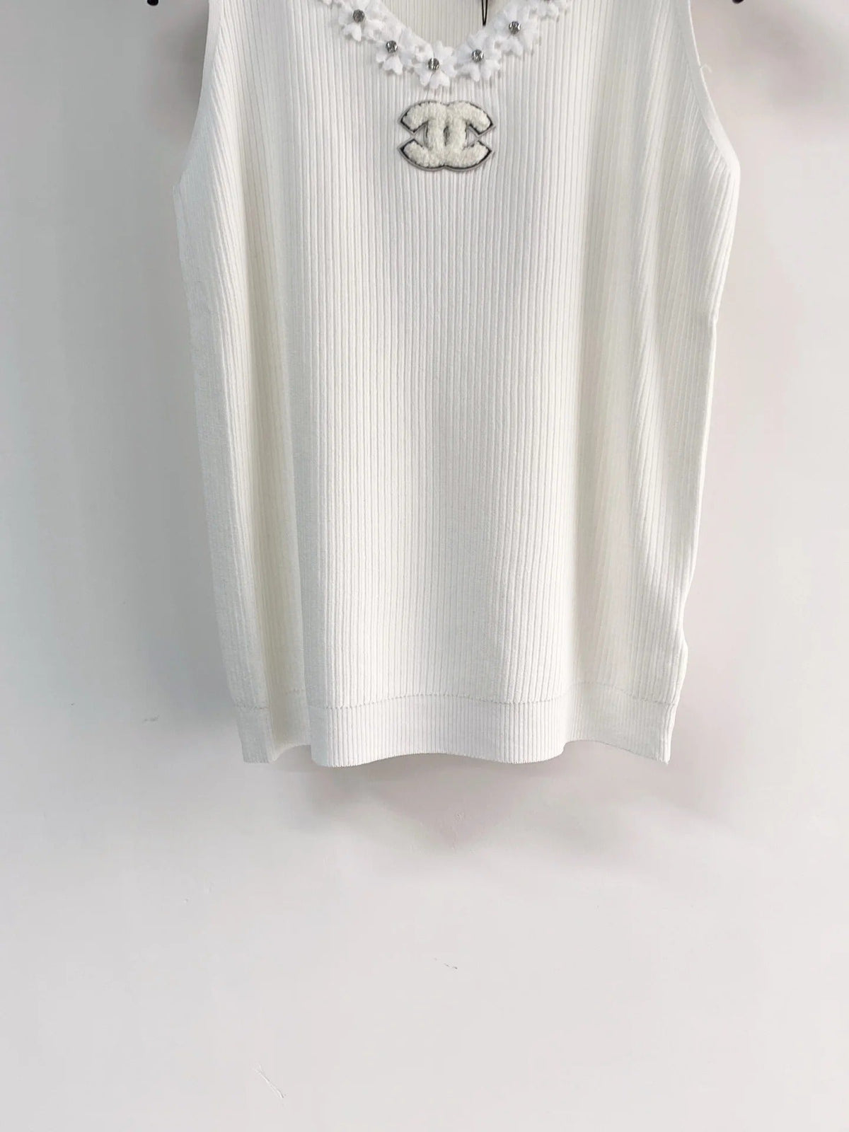 Chanel 2026 Flower Shirt White and Black Polyester Viscose