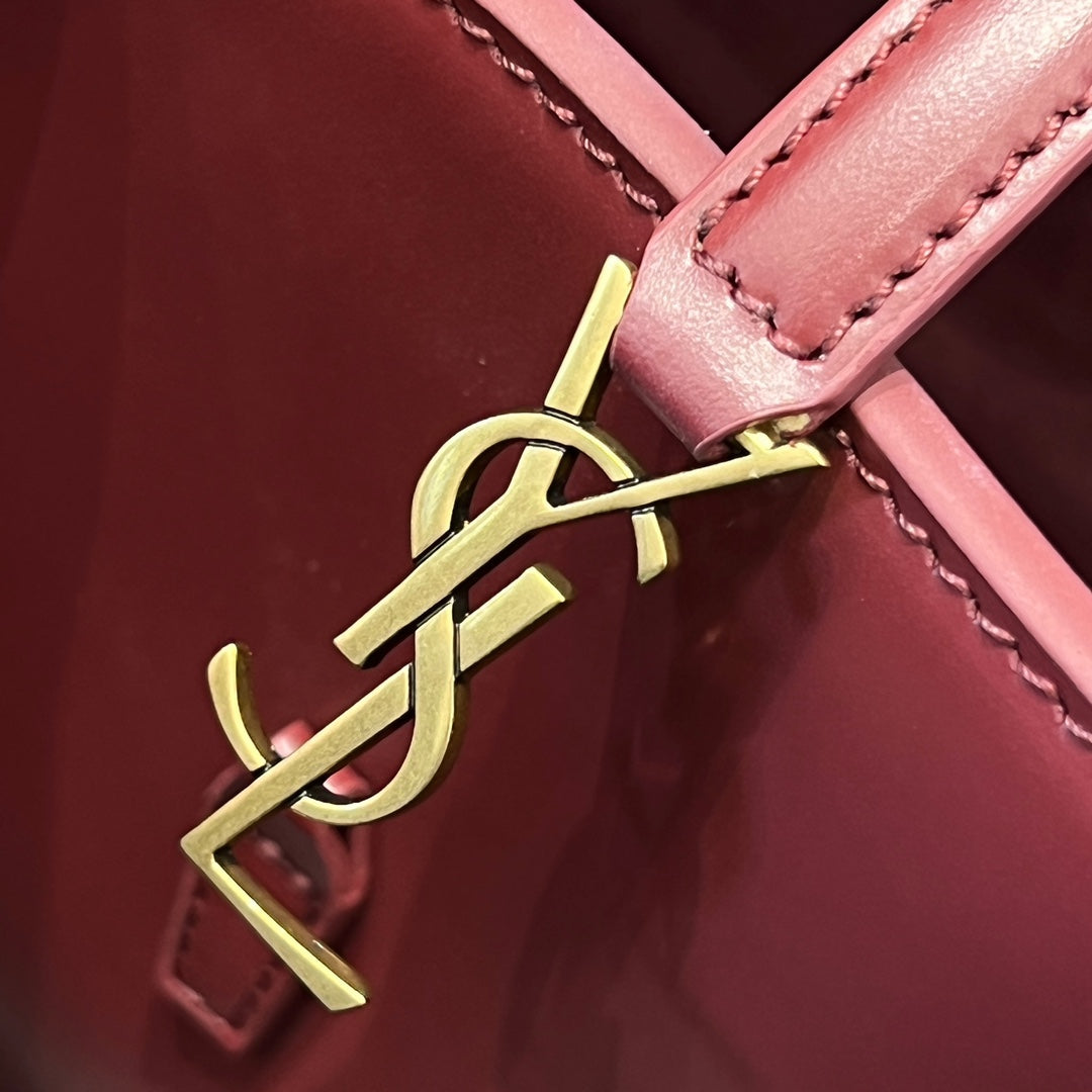 YSL Mini Bucket Bag 15 Dark Red Calfskin Leather