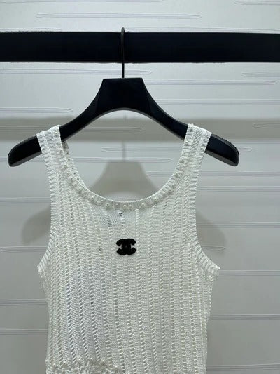 Chanel 2026 Vest Purple and White Wool 704599