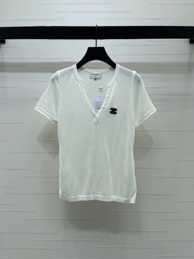 Chanel 2026 V-neck Short-sleeve Shirt Wool Cashmere