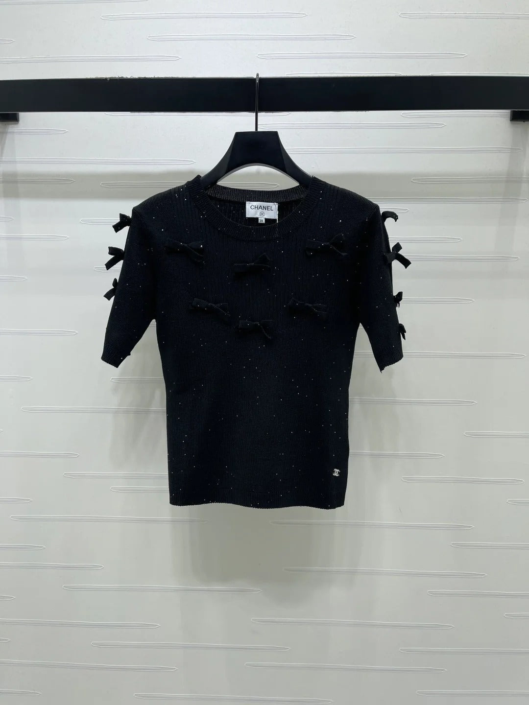 Chanel 2026 Bow T-shirt Black and White Wool Nylon 136350
